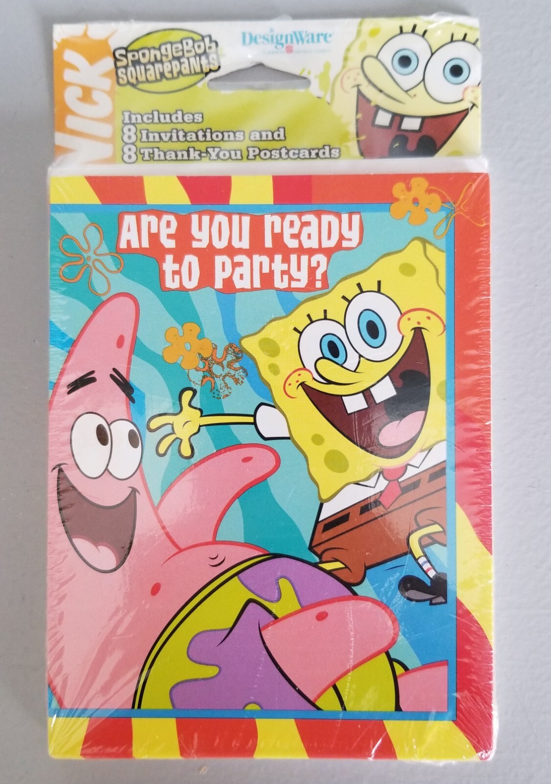 SpongeBob SquarePants Party Invitation & Thank You Cards 2004 -Sealed