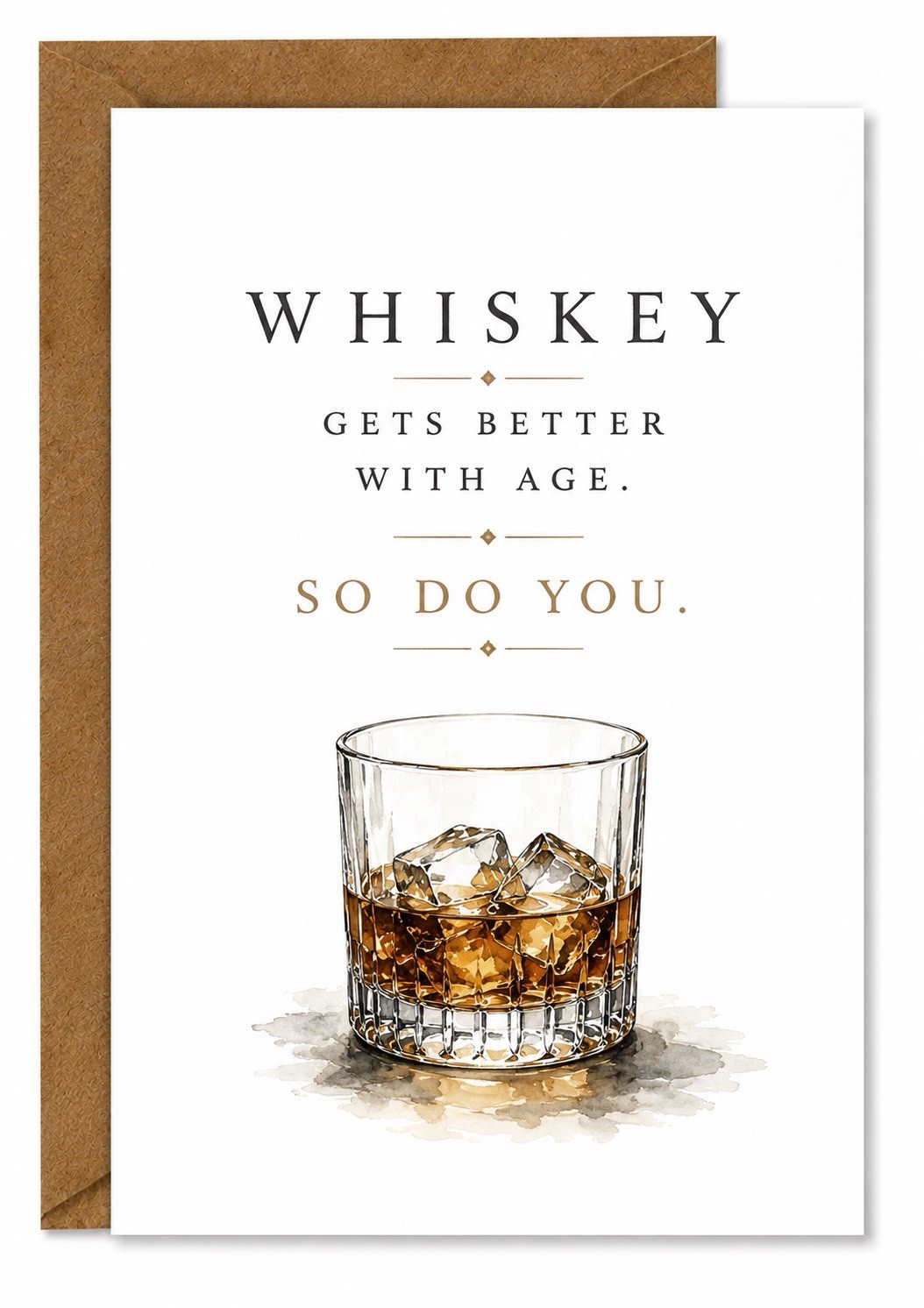 Birthday Card for Men | Elegant Happy Birthday Greeting Card with Whiskey