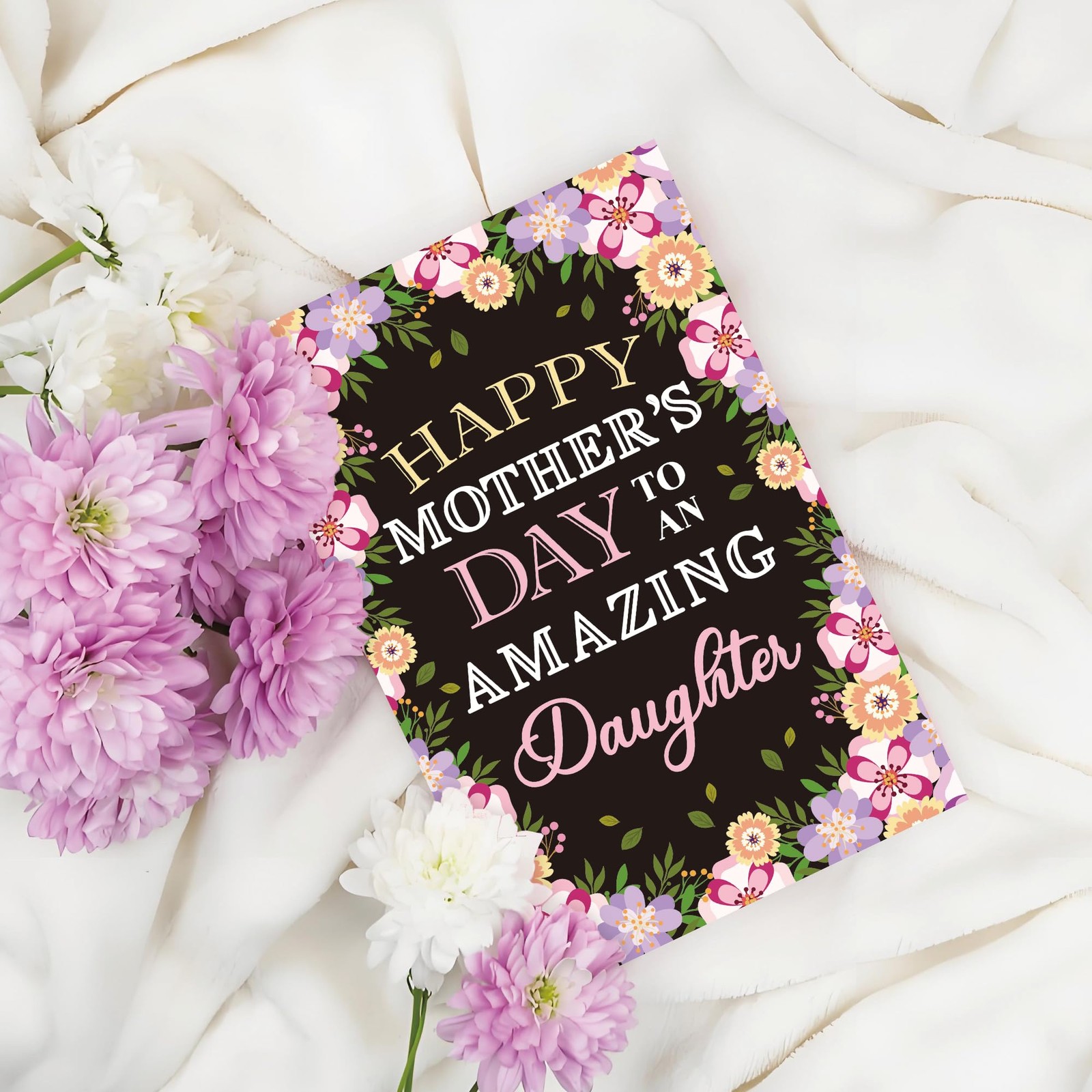 Mother’s Day Card for Daughter – Sweet Floral Mothers Day Card Gift from Mom or