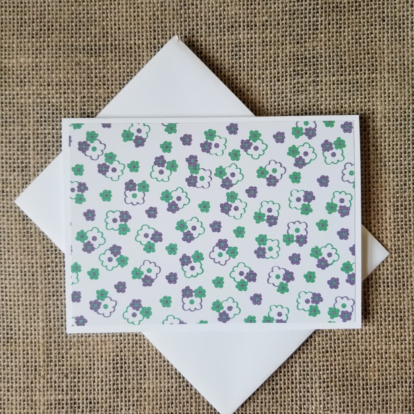 Purple Florals Set of 12 Blank Note Cards Assorted Flowers