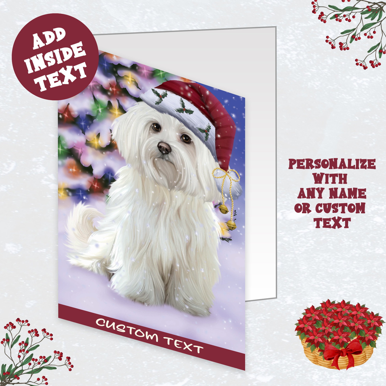 Maltese Dog Greeting Cards and Note Cards with Envelopes Christmas NWT