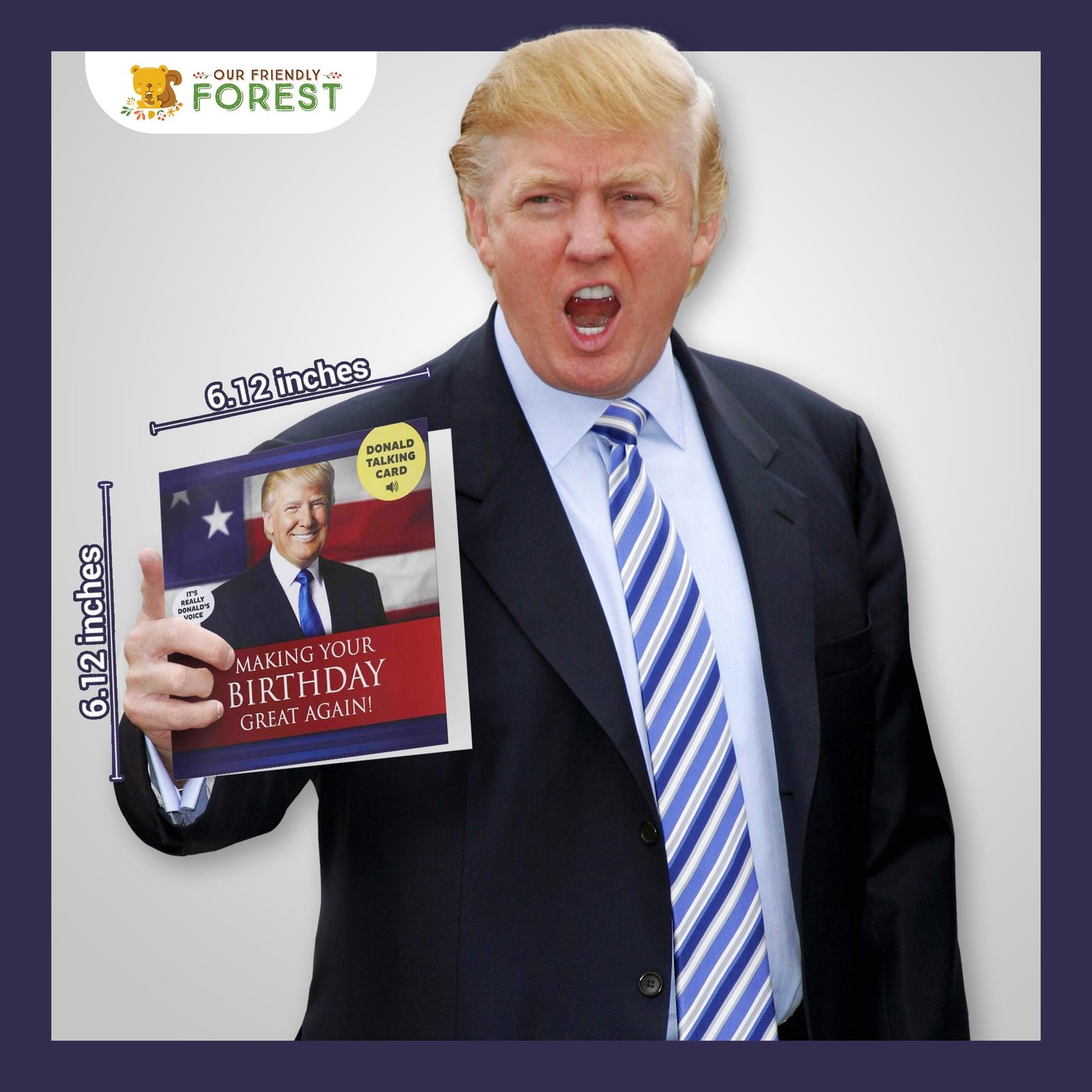 Donald Trump Talking Birthday Card with Sound — Funny Patriotic 1 Pack, Red