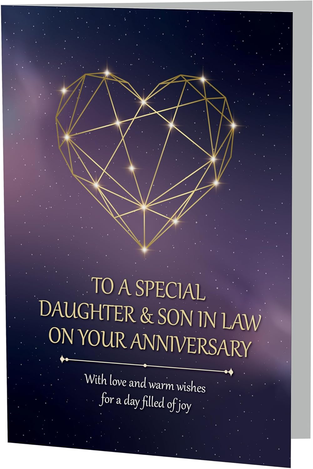 Anniversary Card for Daughter and Son-In-Law – Gold Geometric Heart A5 Greeting