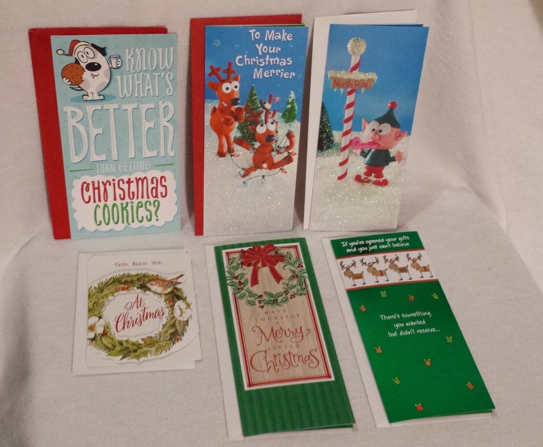 Christmas Cards Money/Gift Card Holder Lot of 6 cards with Envelopes Mixed