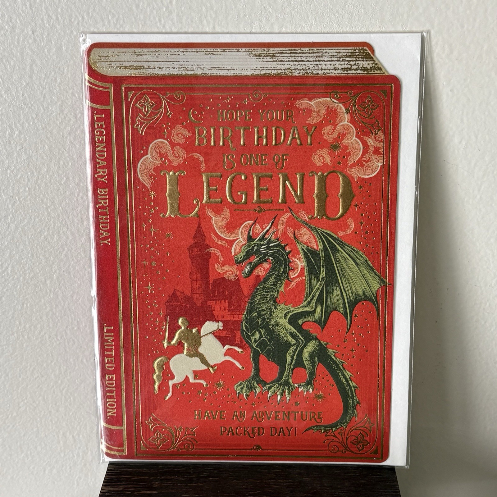 True Legend Dragon – Art Greeting / Birthday Card – Myths Knight Embossed Gold