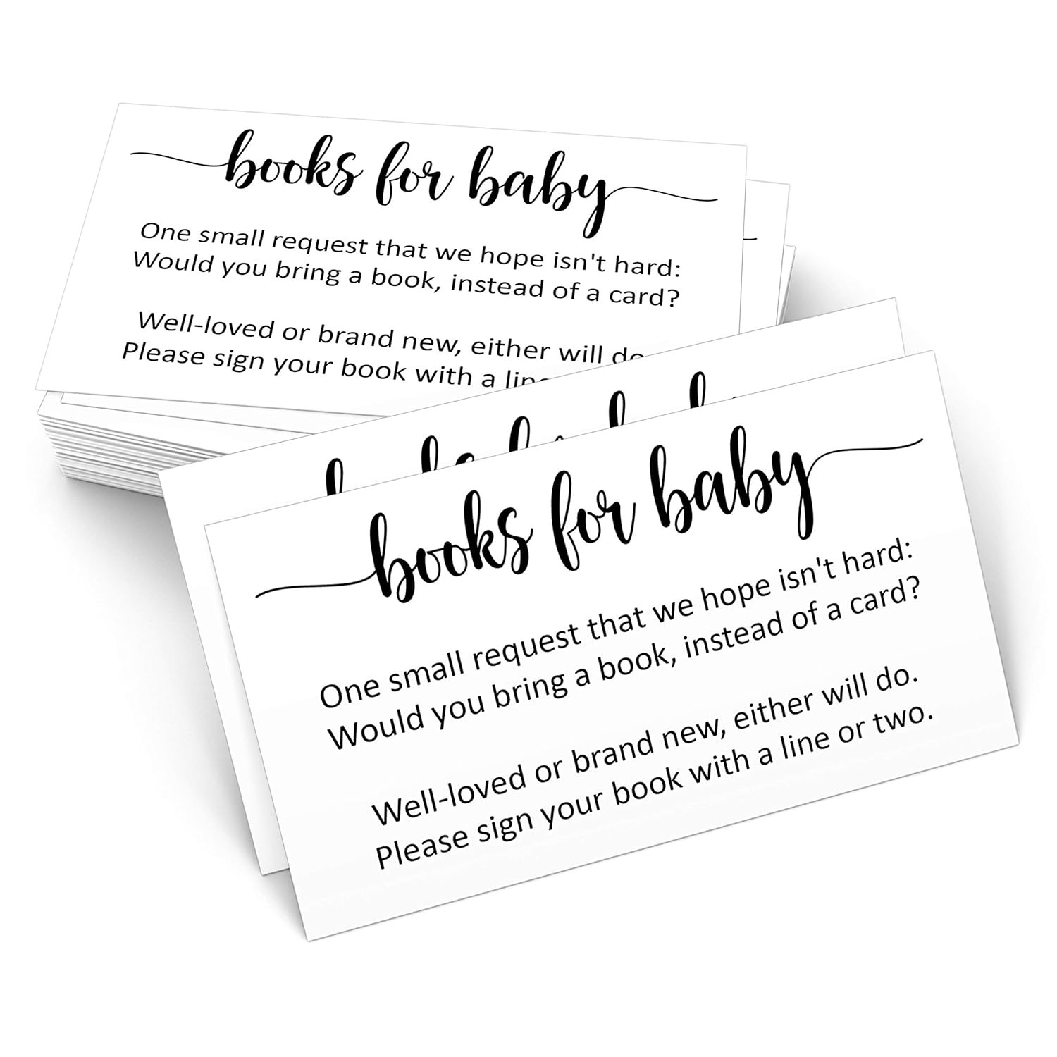 Books for Baby Cards, Made in USA – 3.5X2 White, Baby Shower Insert for Invitati