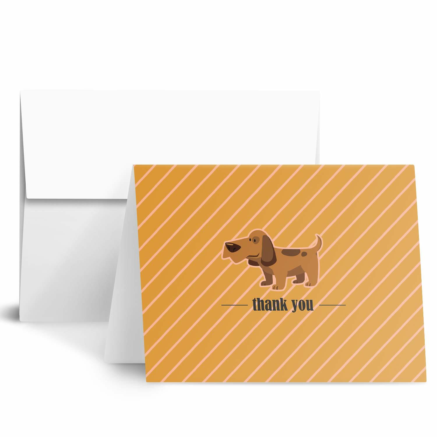 Lovely Animal “Thank You” Greeting Cards and Envelopes – A2 Size – 25 Per Pack