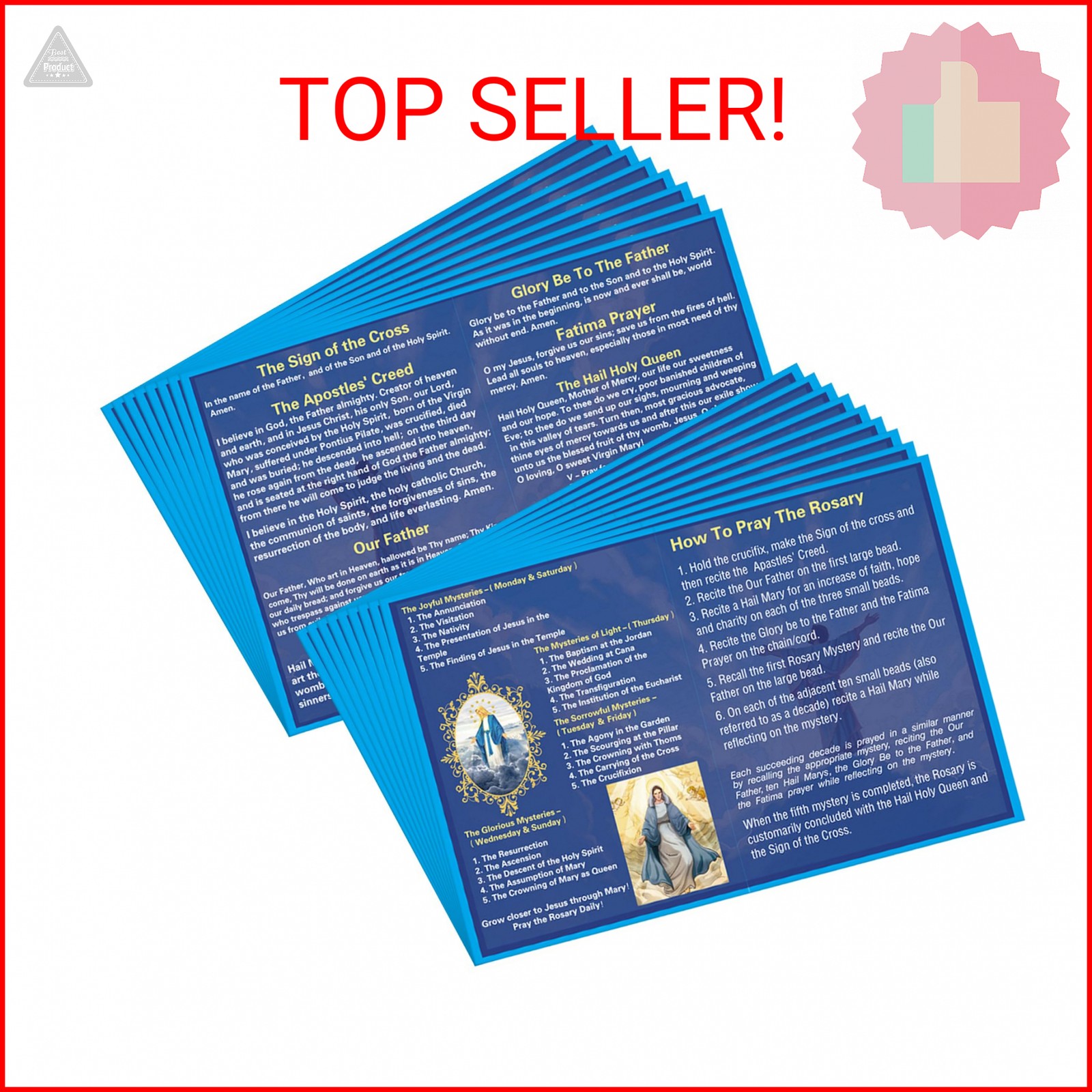 Motiskyy 50 Pcs How to Pray The Rosary Pamphlet Prayer Cards 6 x 4 Inches Rosary
