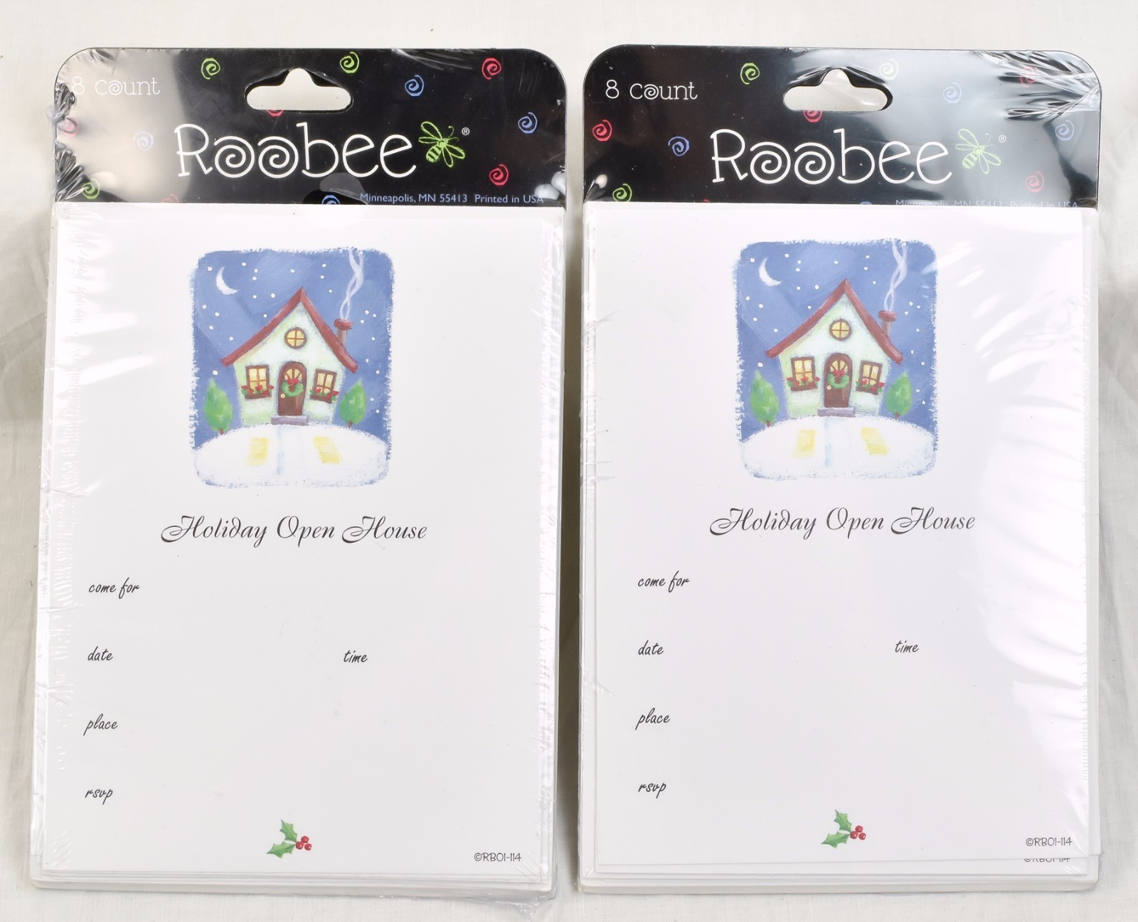 2 Packages of 8 Holiday Open House Invitations Christmas New Years Eve Sealed