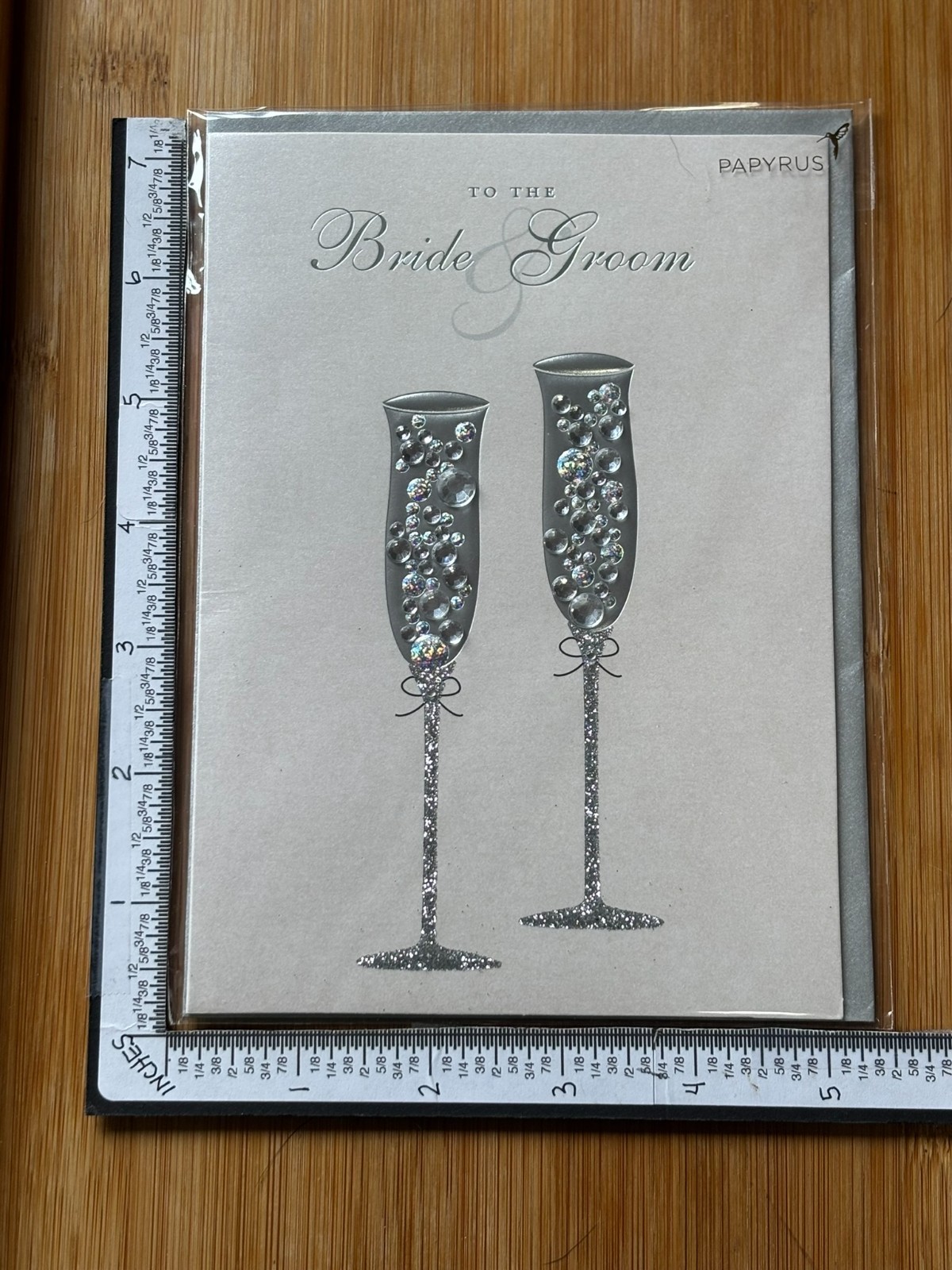 Papyrus Luxury Greeting Card Note Wedding Congratulations Bride Groom Champagne