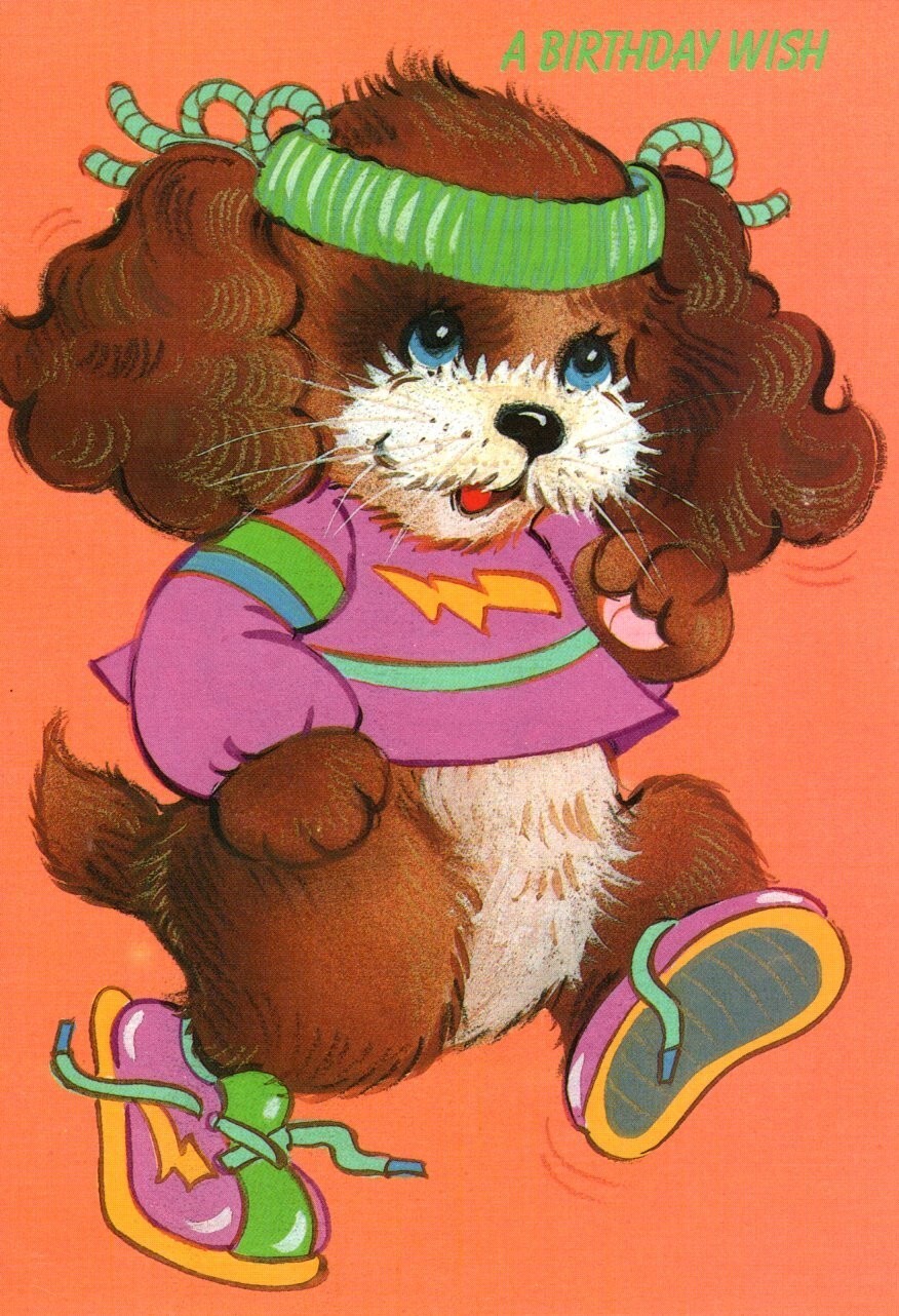 Happy Birthday Purple Puppy Dog Coloring Color Activity Greeting Card