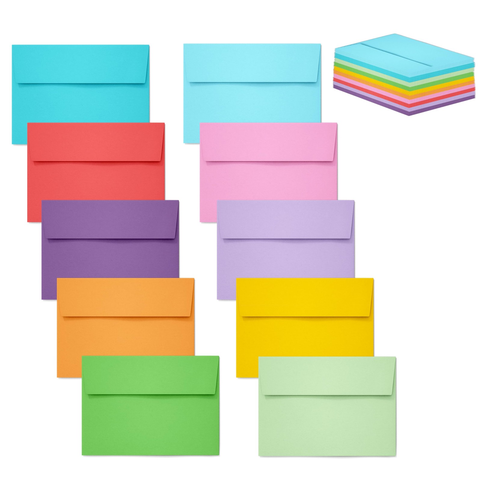 Slapaflife 50 pack 4×6 envelopes,4×6 colored envelopes for invitations, postc…