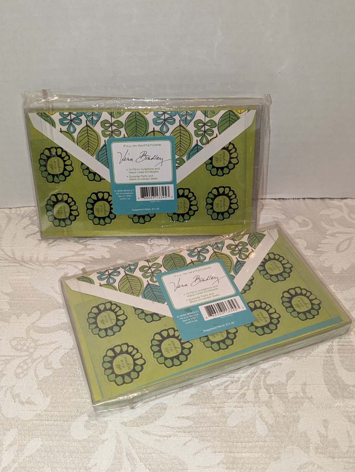 Vera Bradley Fill-In Invitations w/Seals “Limes Up” 2 Pkg/10 Each NEW