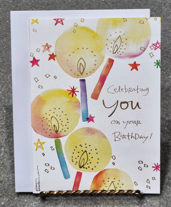 Birthday Card w Envelope American Greetings 4 x 6 Bday Candles Yellow