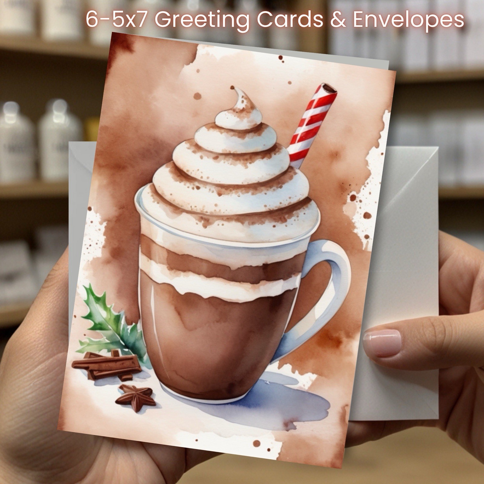 Christmas Greeting Cards w/ Envelope – Set of 6 -5×7 Cards & Envelopes L#067