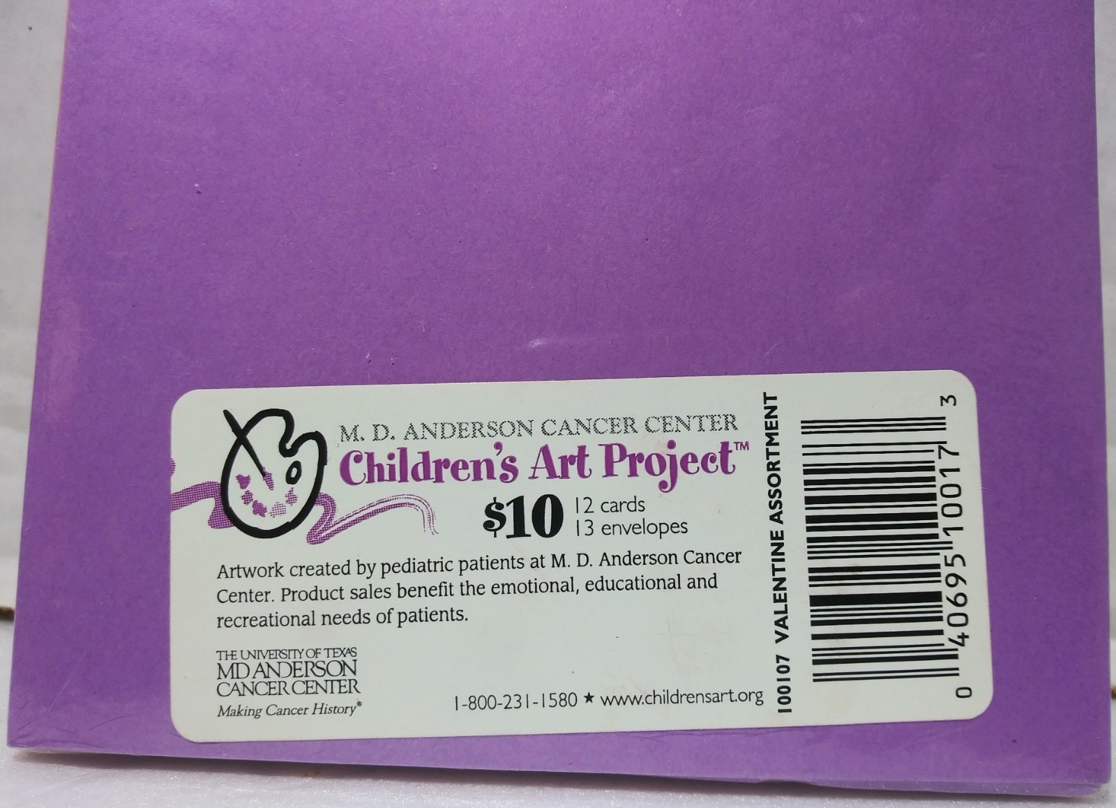 M D Anderson Cancer Center Children’s Art Project 12 Valentine Cards & Envelopes