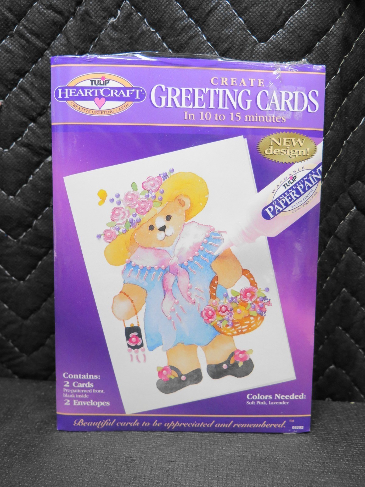 Teddy Bear Floral – 2x Tulip Heartcraft Greeting Cards w/ Envelopes – vtg 1994