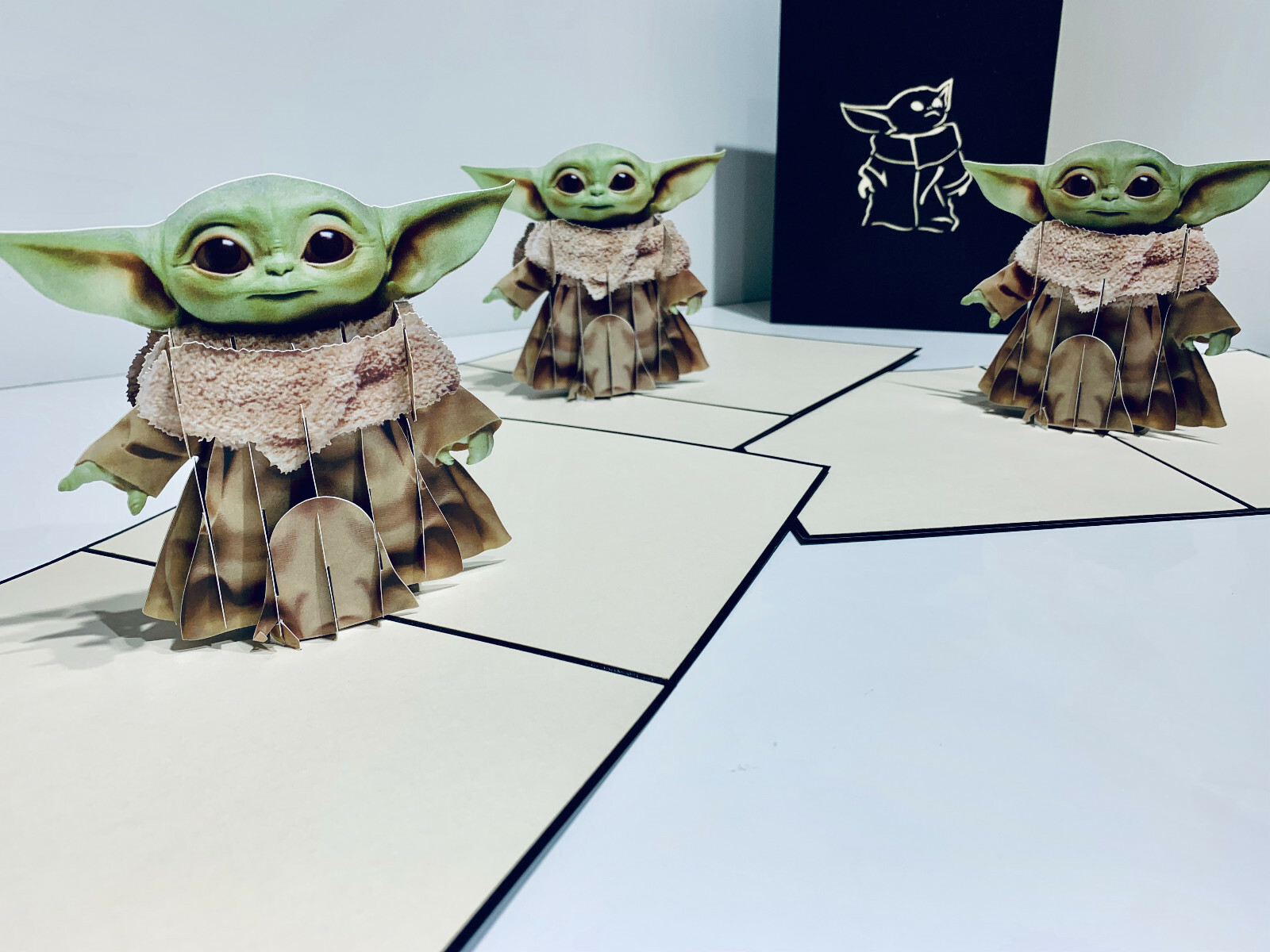 OrigamiPopCards.com Cute BABY YODA STAR WARS 3D Pop Up Greeting Card Birthday