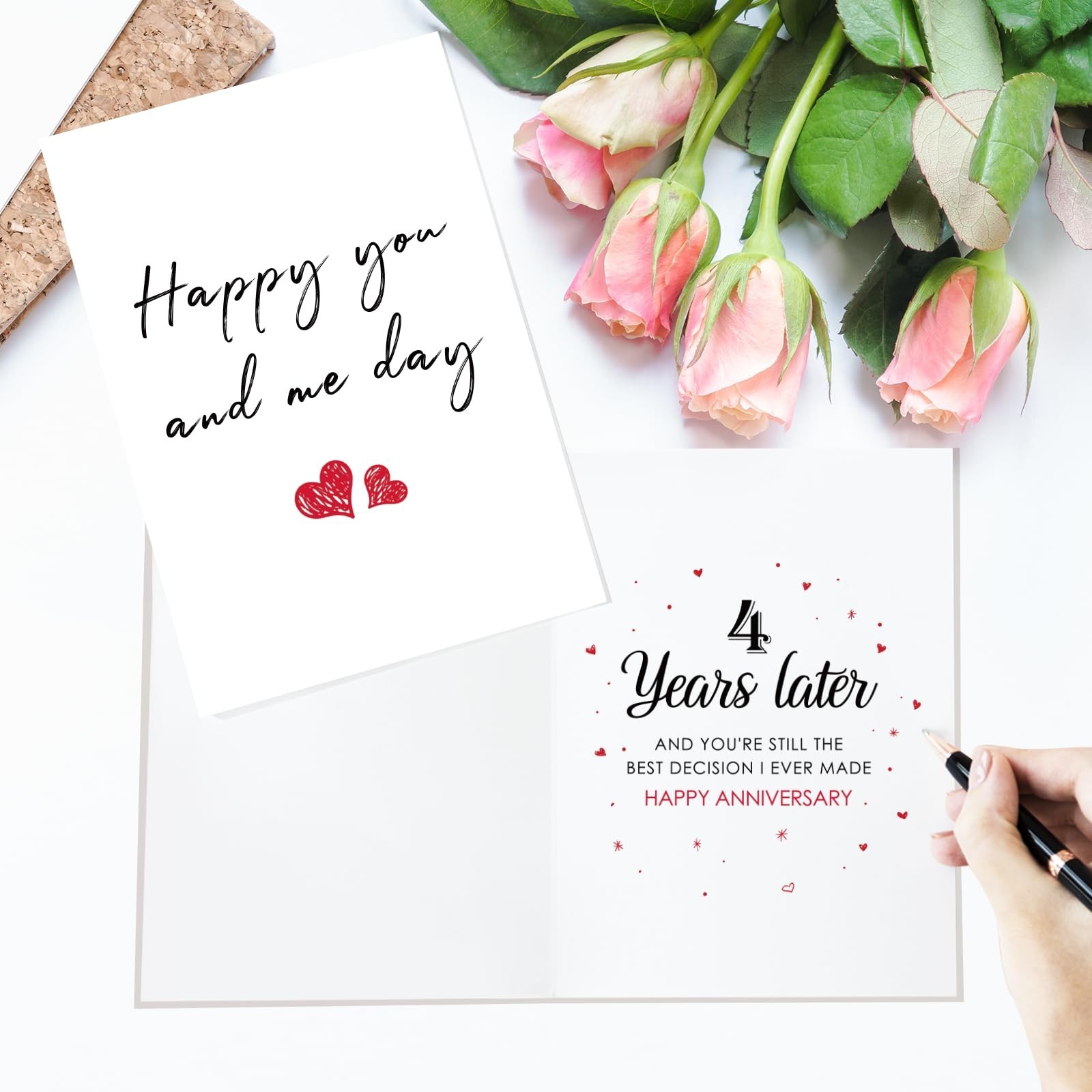 Happy 4th Anniversary Card for Him Her, Romantic 4 Year Anniversary Card&Gift…