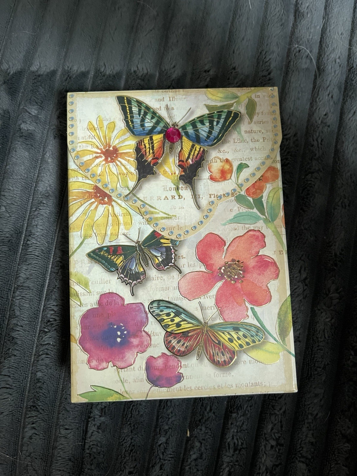 Punch Studio Yellow/Blue Butterfly 10 Cards/Envelopes Vtg Style FULL SET