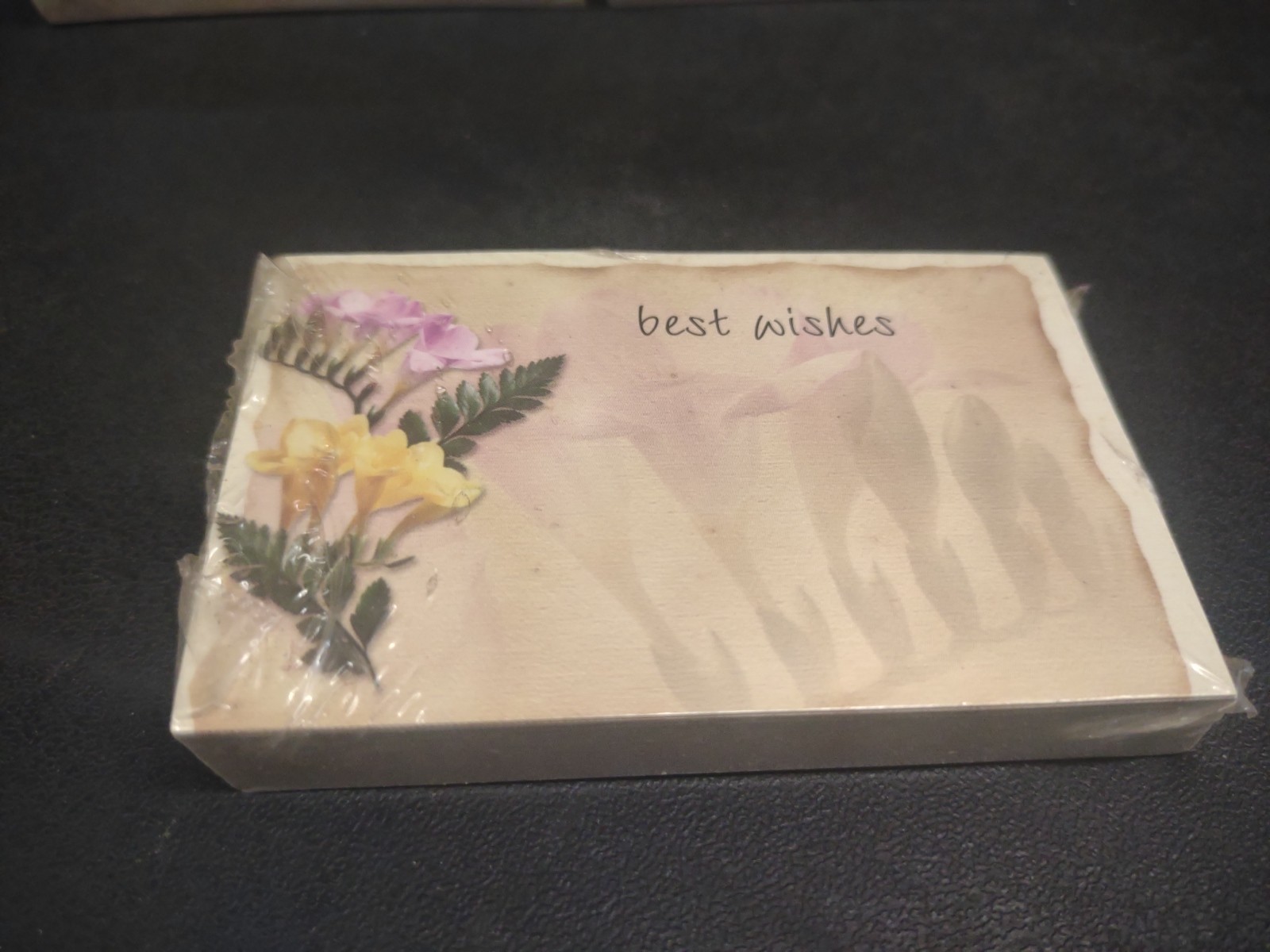 50 Vintage Floral Enclosure Cards “Best Wishes” Card w Lavender & Golden Freesia
