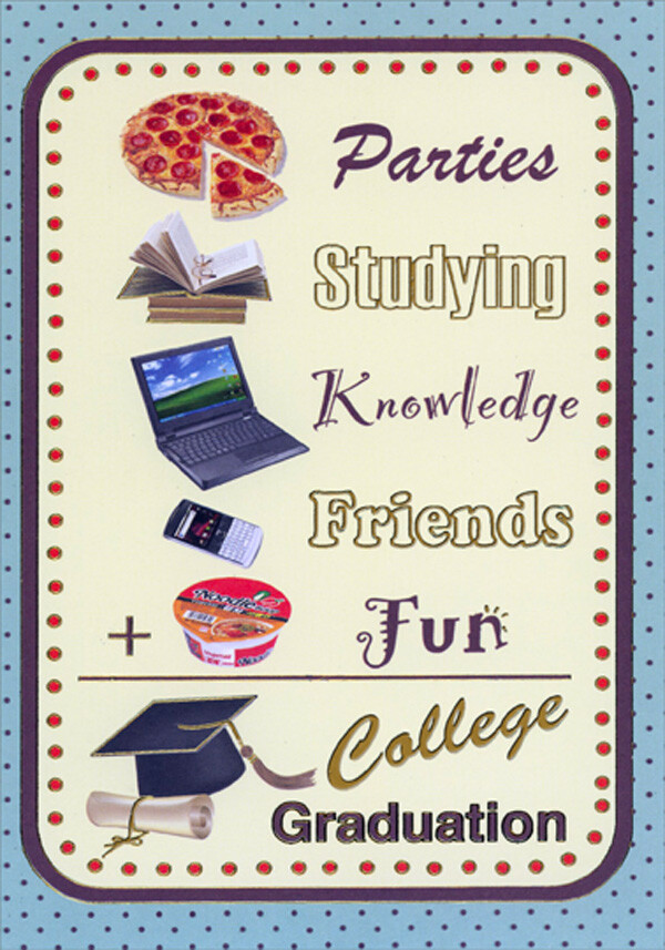 Parties Studying Knowledge Friends Plus Fun College Graduation Congrats Card