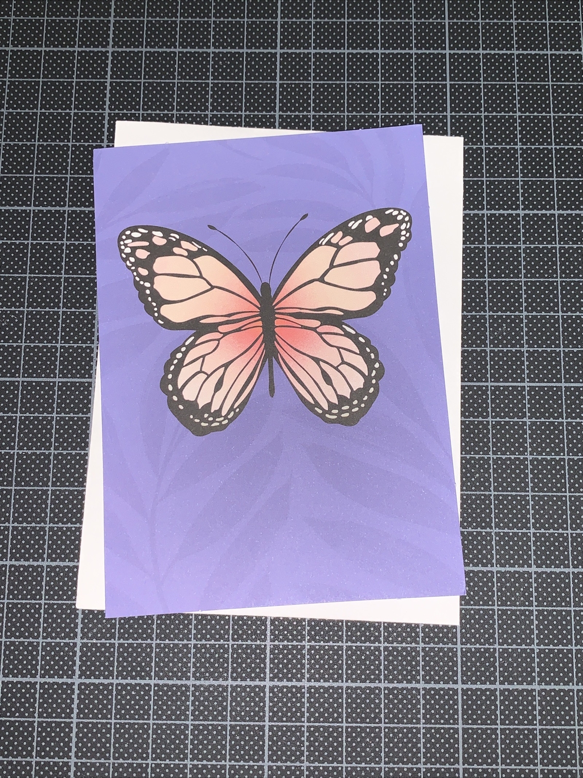Hallmark Blank Note Card For Any Occasion: Purple Leaf & Pink Monarch Butterfly