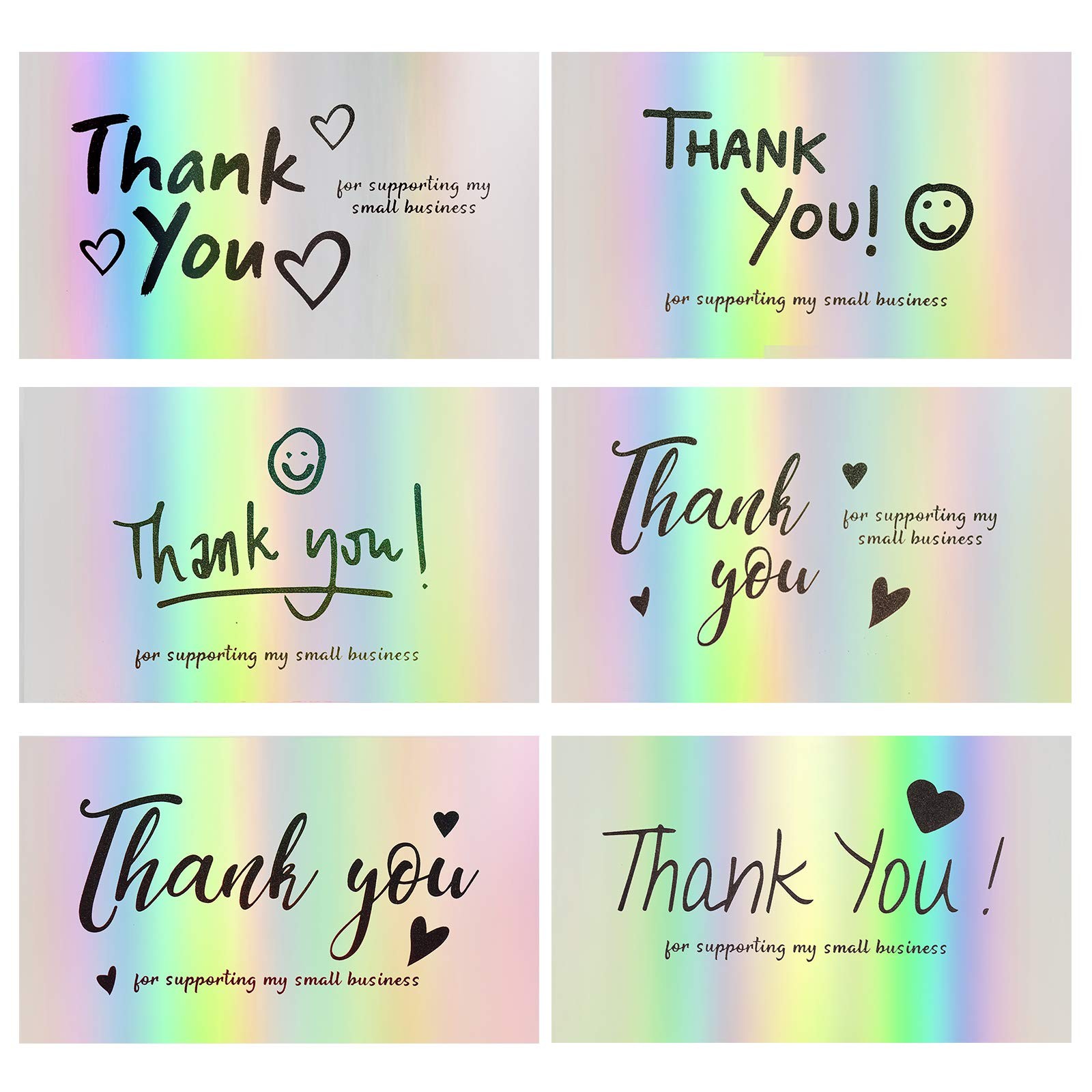 3.5×2 Inch Holographic Thank You Cards 120Pcs Small Business Retail Gift Packagi
