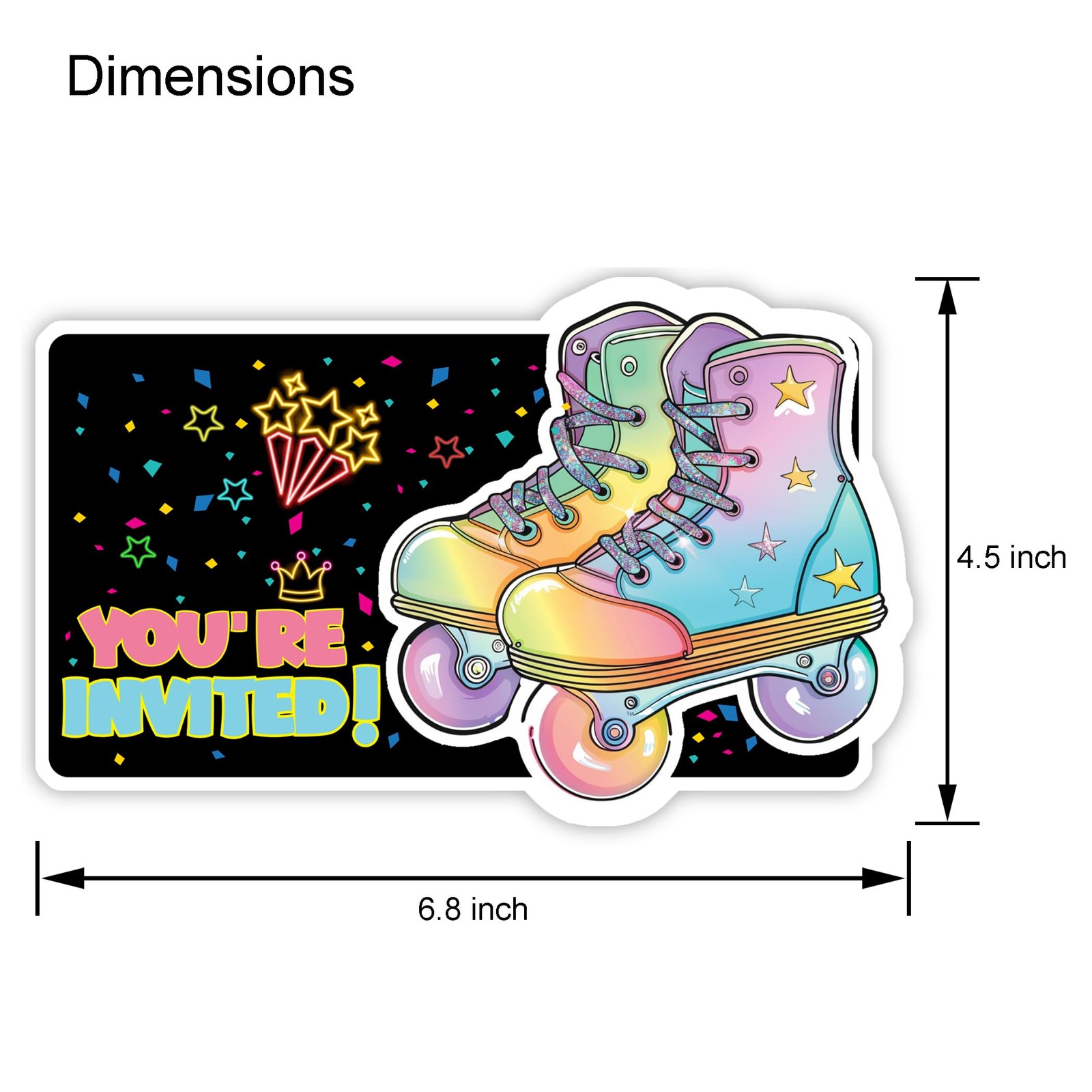 Roller Skating Party Invitation Cards Rink Skate Invites 30 Cards Envelopes