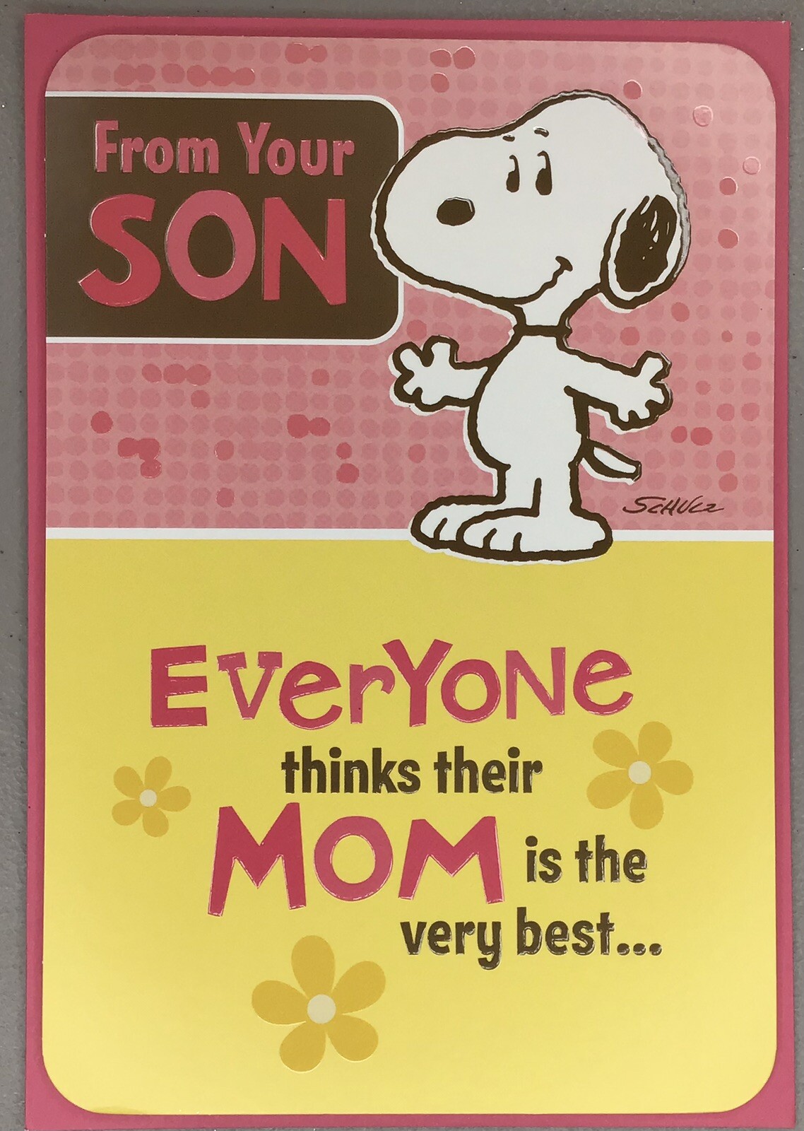 Hallmark Happy Mother’s Day Card SNOOPY Peanuts FROM YOUR SON 8×5.5 Pop Out