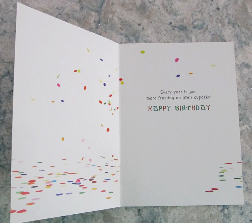 NOS Birthday Greeting Card, Env. & Seal – Dog Licking Cupcake