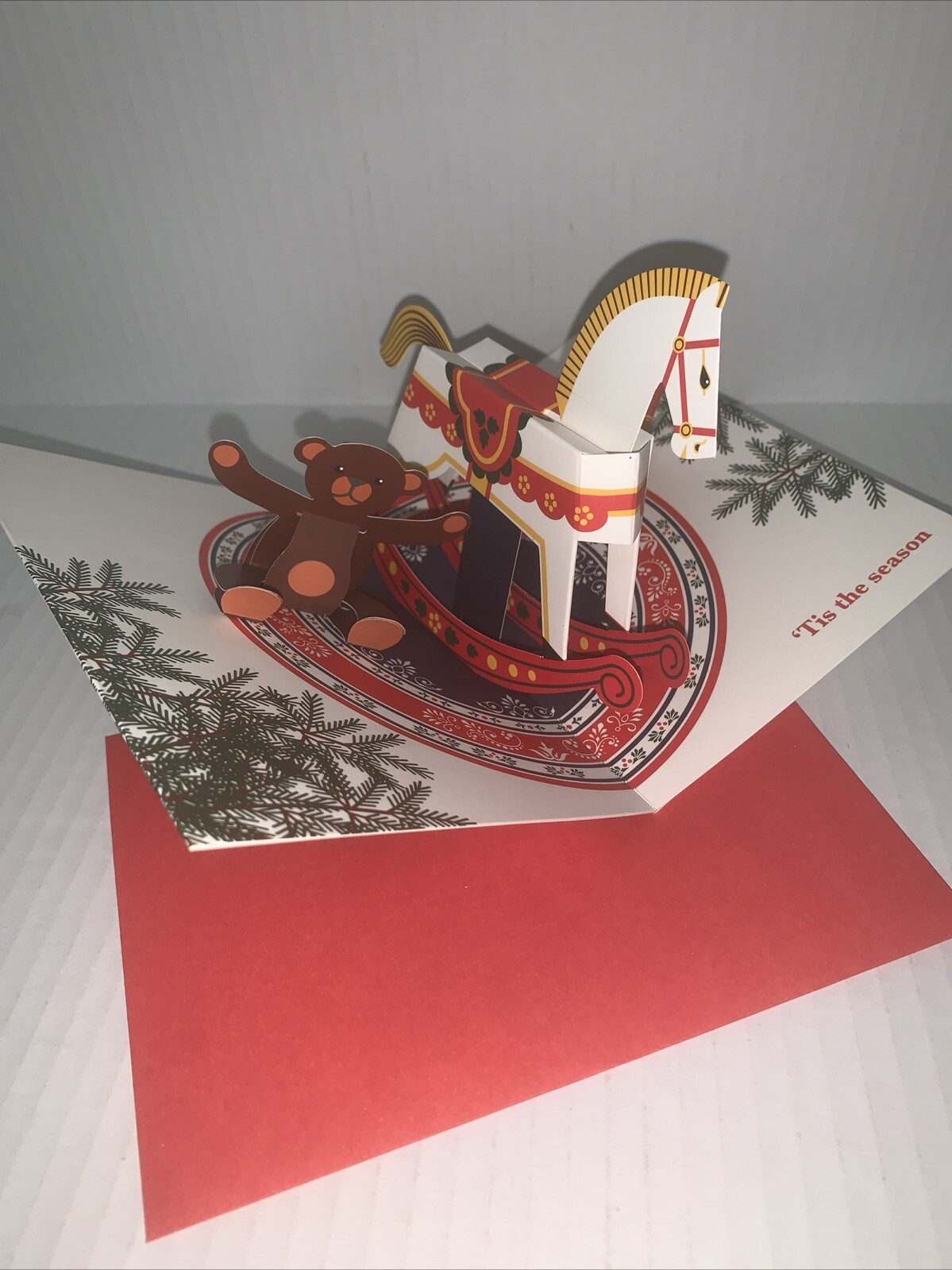 MoMA Pop-Up Christmas Card: Tis The Season Present Tree Teddy Bear Rocking Horse