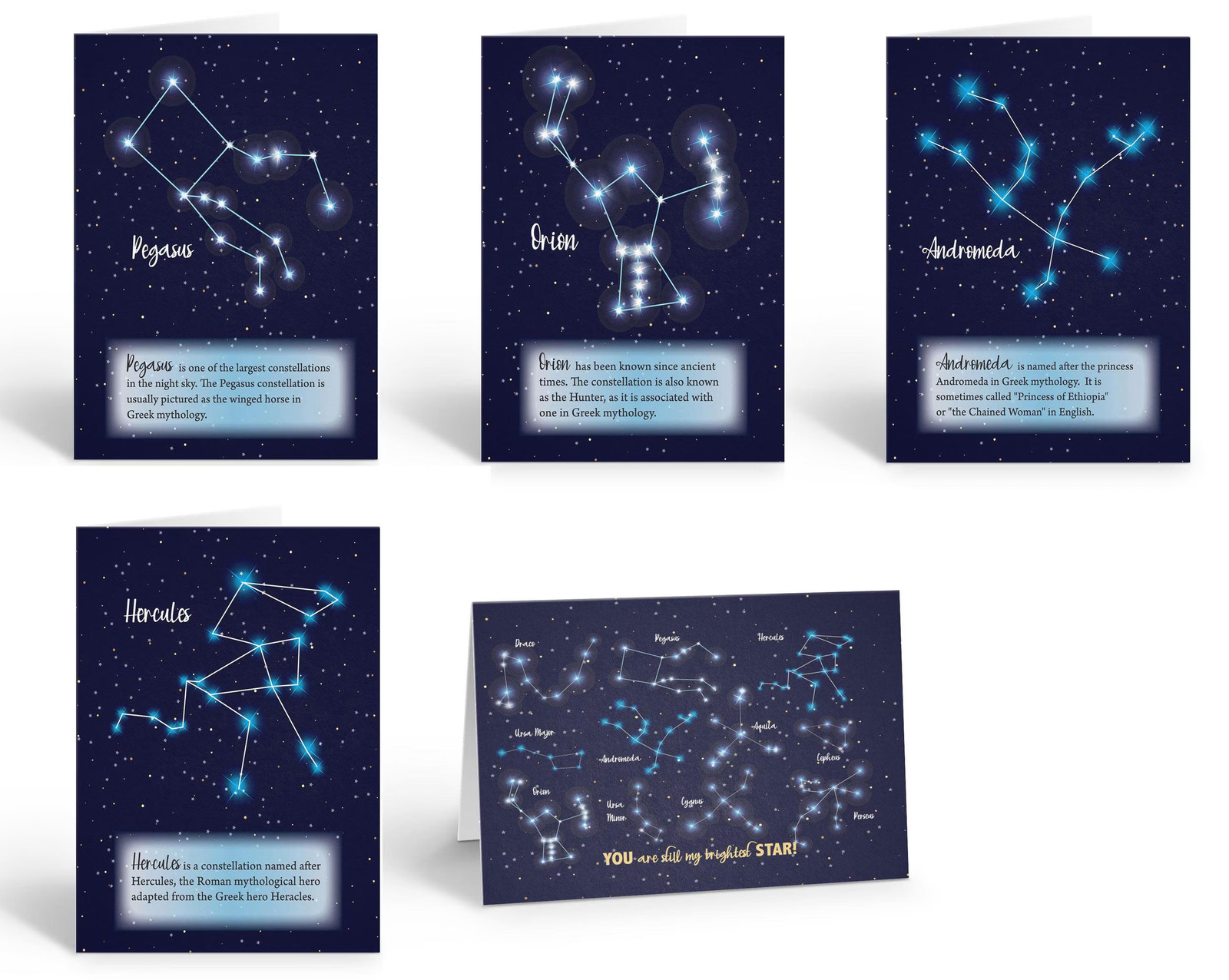 Constellation Note Cards Pack | Zodiac Signs Astrology Stars Celestial Space