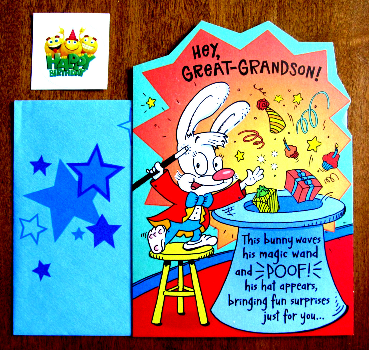 NOS Hallmark Greeting Card, Env. & Seal for a Great Grandson – Bunny Doing Magic