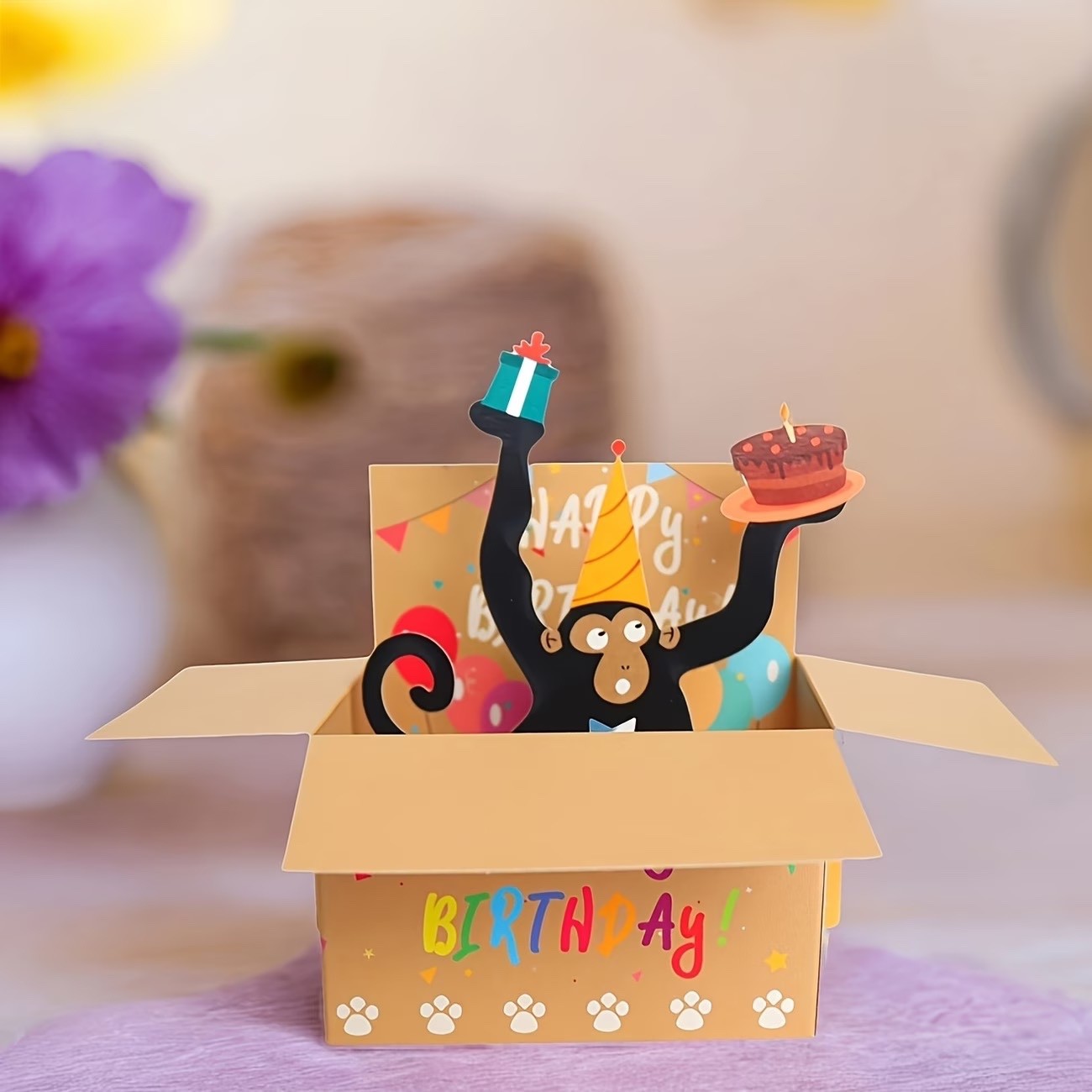 3D POP MONKEY HAPPY BIRTHDAY WITH ENVELOPE
