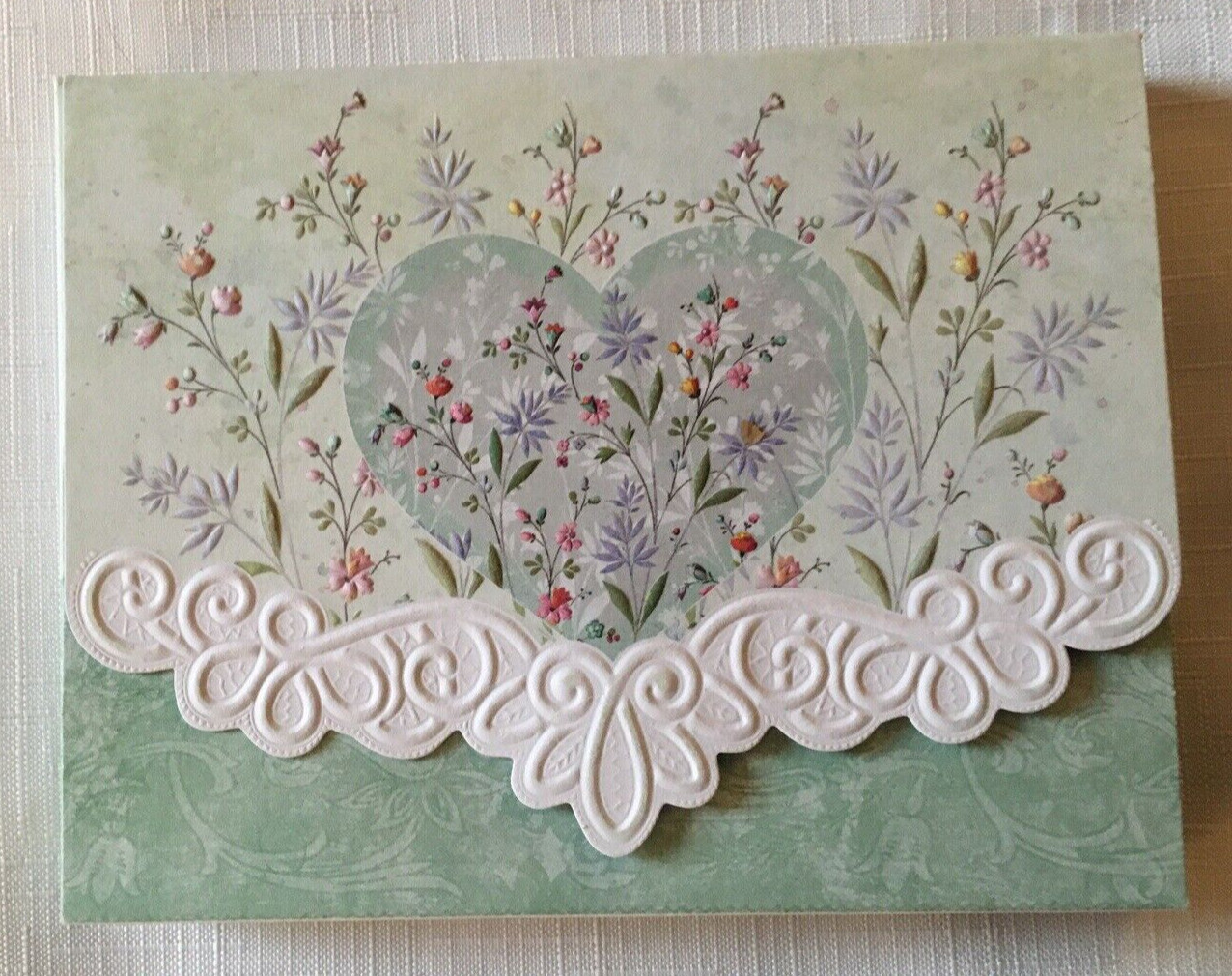 Carol Wilson Fine Arts – 10 Wildflowers Heart Embossed Blank Note Card Envelope