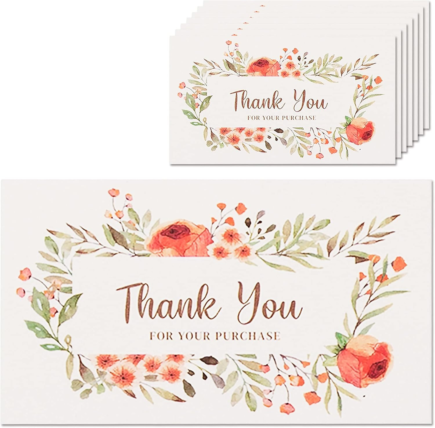 Floral Thank You for Your Purchase Cards 100-Pack 2×3.5in Business Card