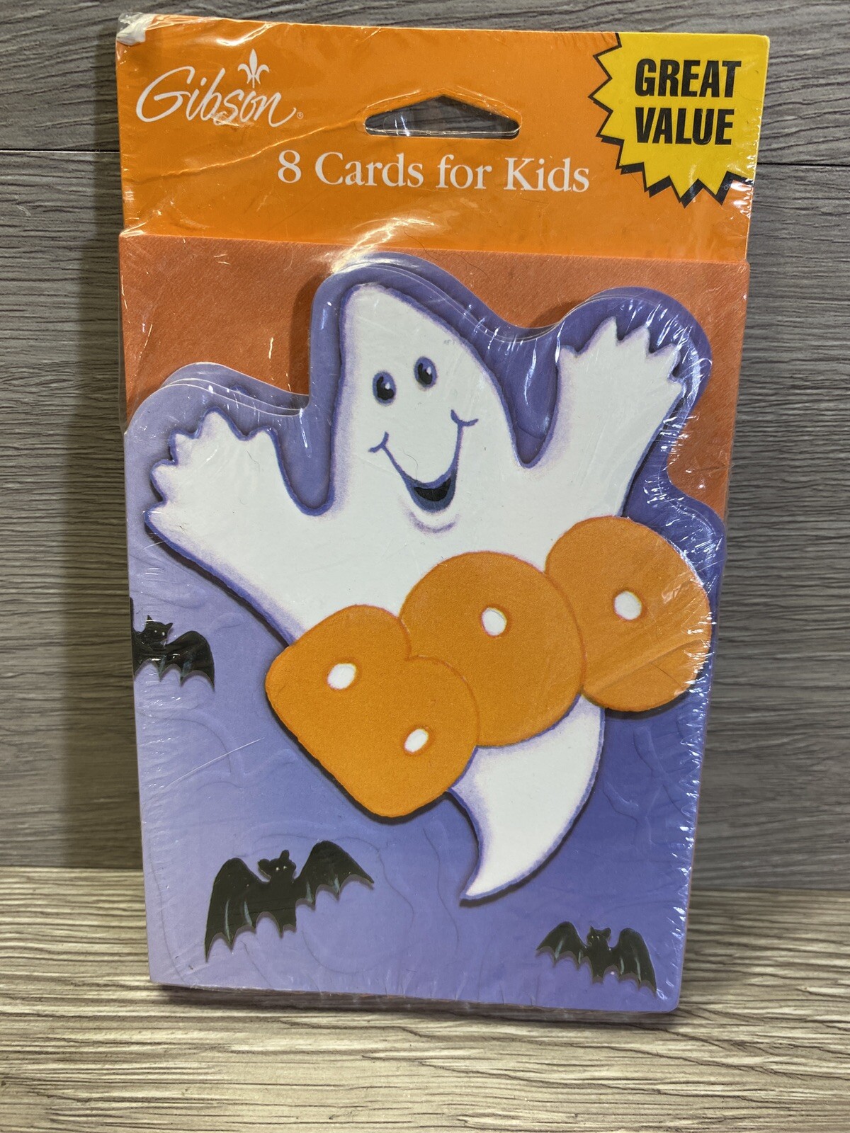 Vintage 1980s/90s Gibson Greetings Halloween Cards 8 Per Pack w/ghost/bats kids