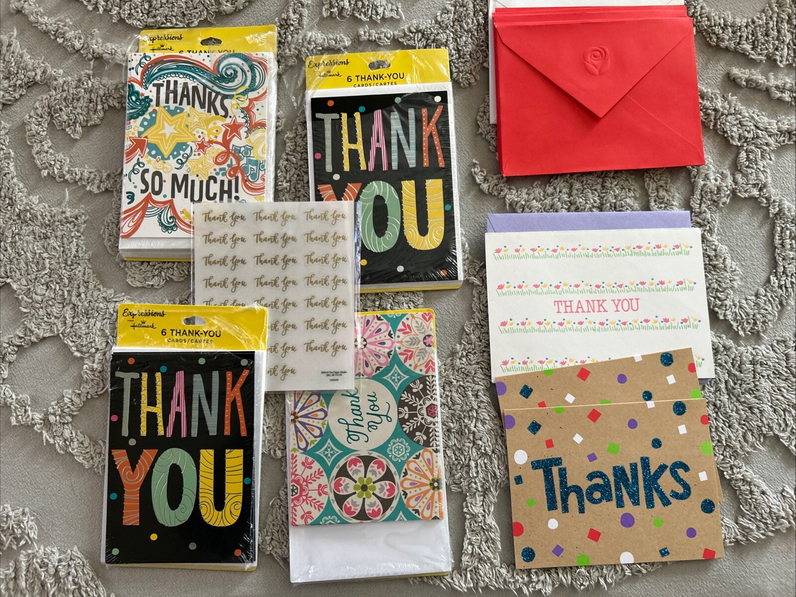 Open Packages 15 Blank Notes Hallmark Expressions Thank You Cards and Stickers
