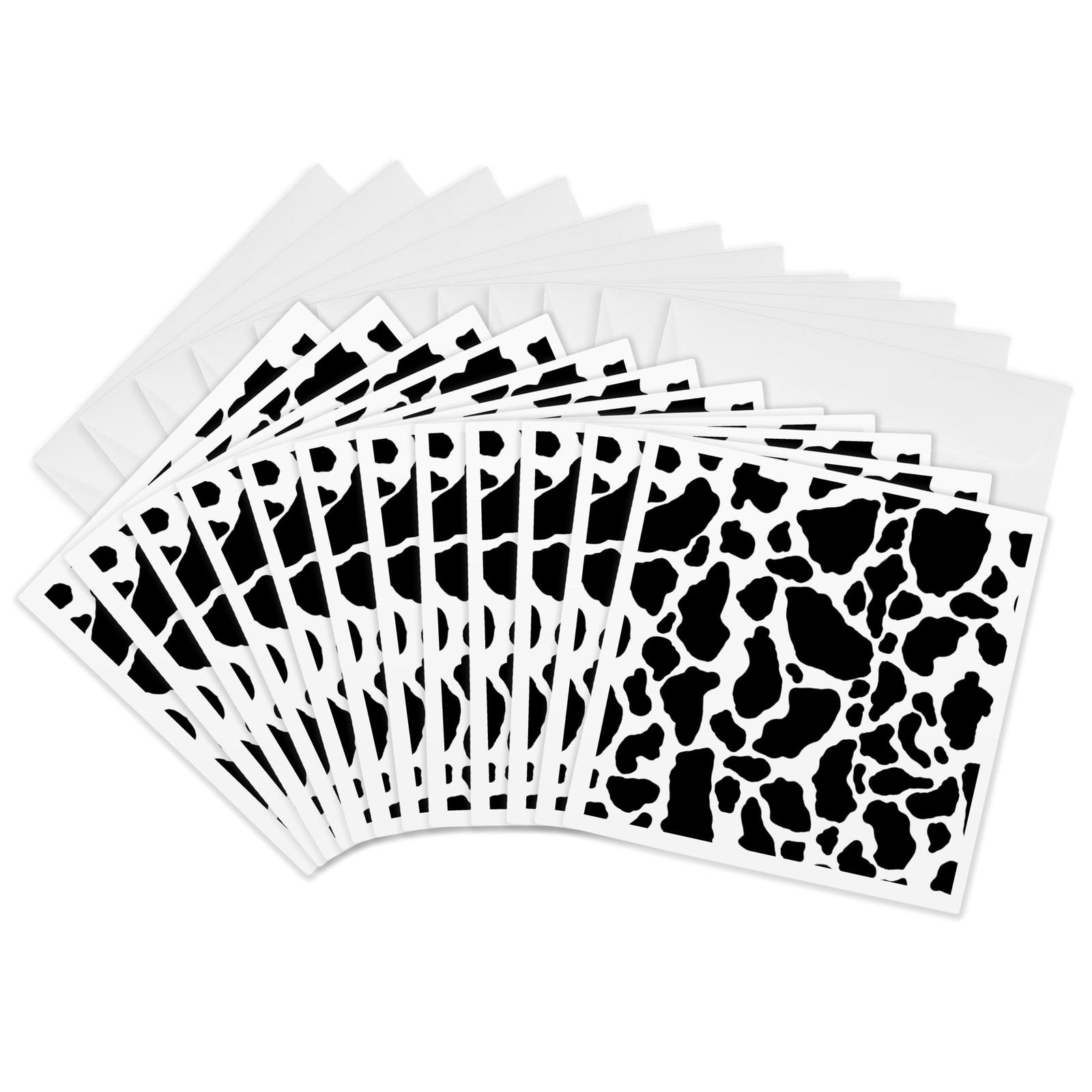 3dRose Black and White Cow Print – Greeting Cards, 6 x 6 inches, set of 12