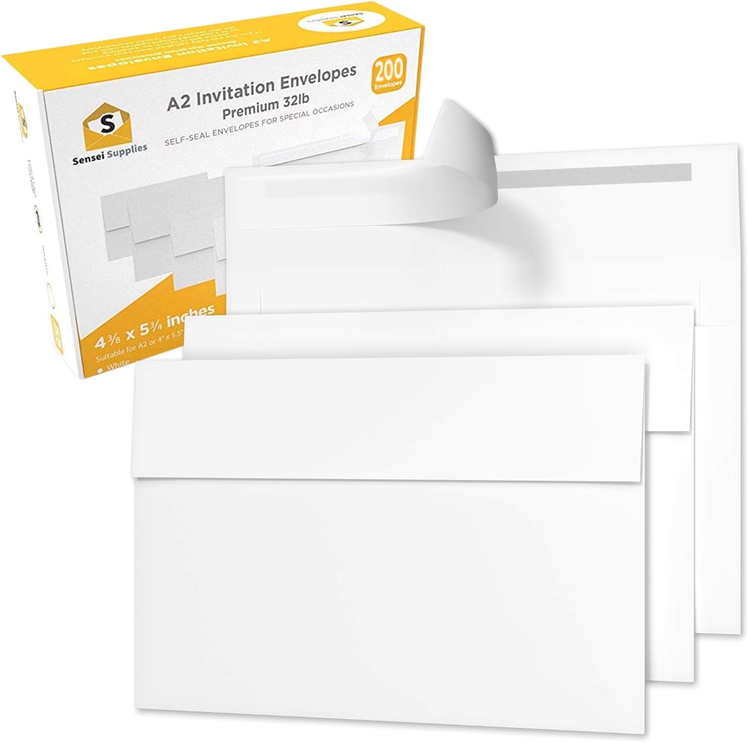 200 4 ⅜ x 5 ¾ White Invitation Envelopes – A2 – For Wedding Invites, RSVP, Gr…