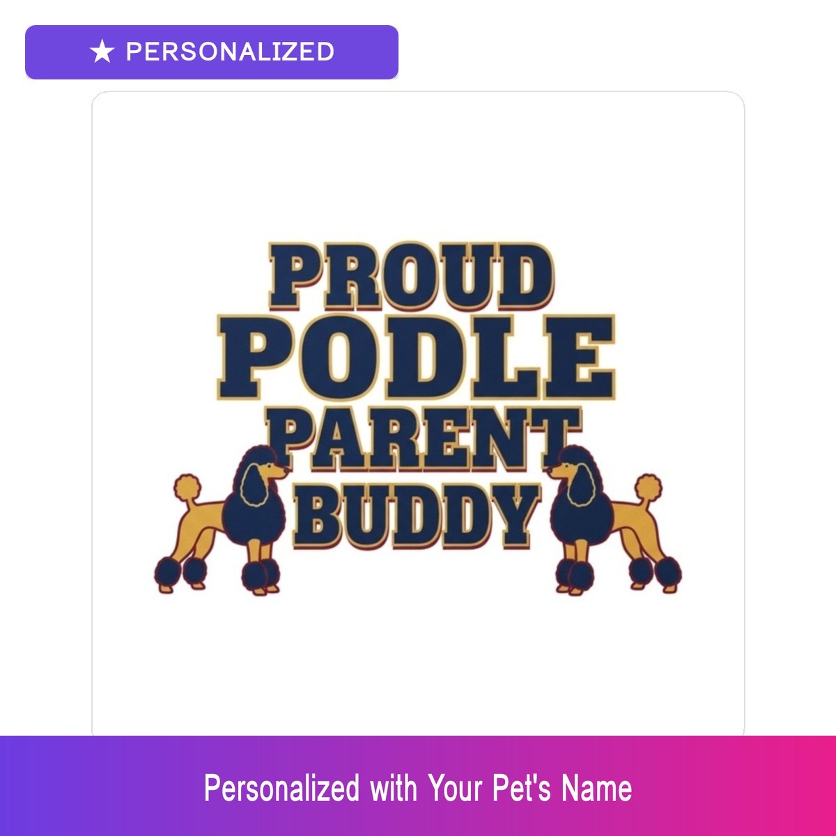 Custom Poodle Pet Lover Sticker Personalized Name Vinyl Waterproof Easter Gift