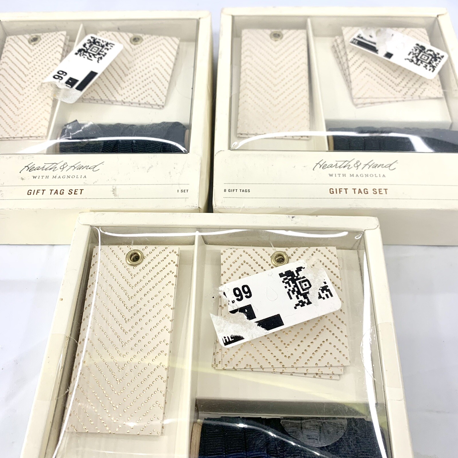 Hearth & Hand Magnolia Gift Card Tags 3 Sets, 8ct Each Gold Chevron Black Ribbon