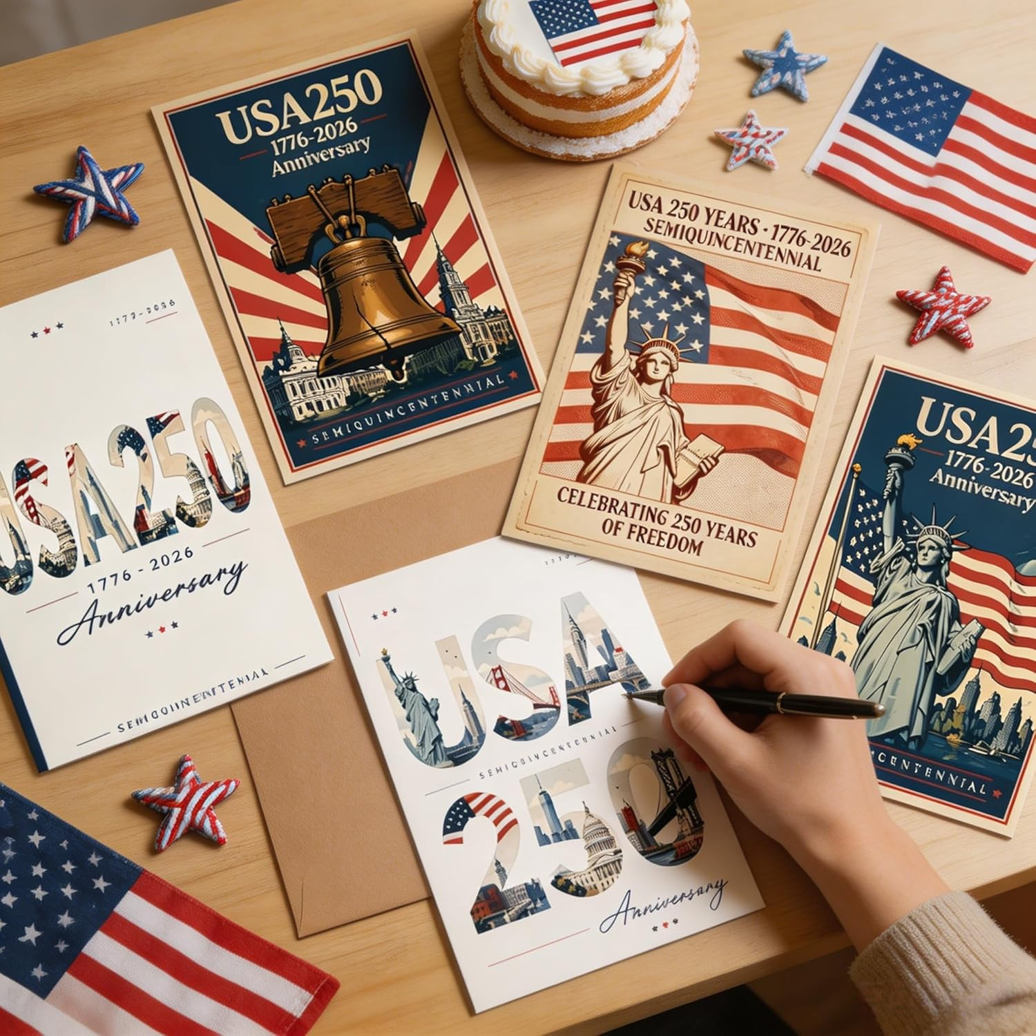 6 PCS 250th Anniversary Greeting Cards 4th of July Greeting Cards 250 anniversar
