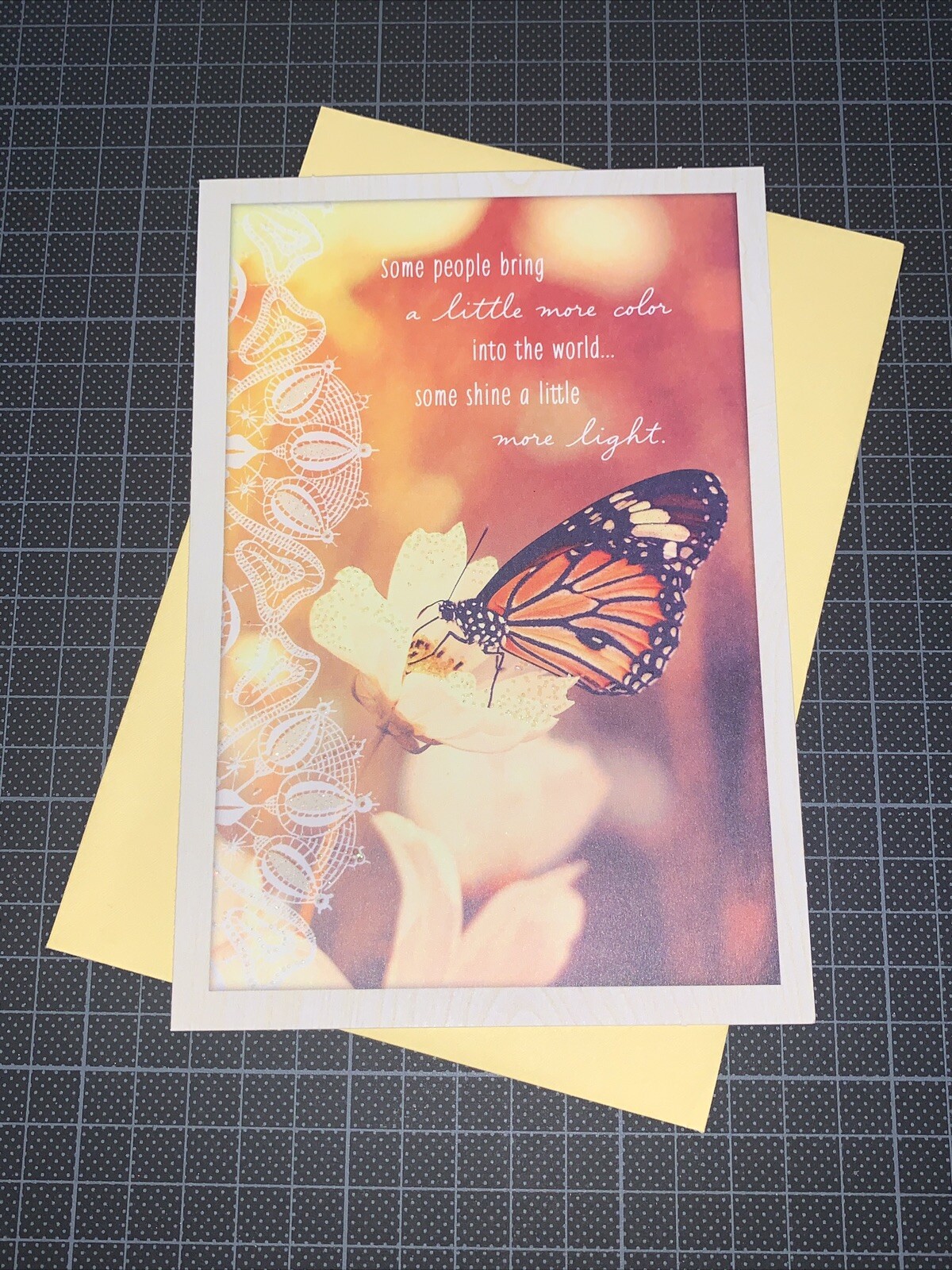 Hallmark Birthday Card: Monarch Butterfly Yellow Shine Light Gift The Universe