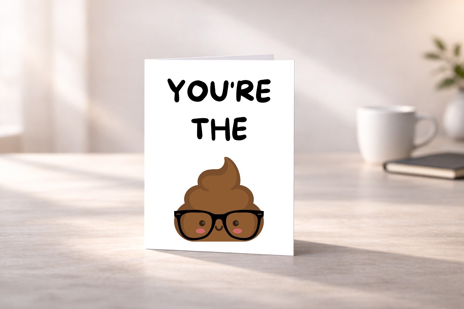 Goofy Poop Thank You Card Funny Nerdy Greeting for Friends and Family