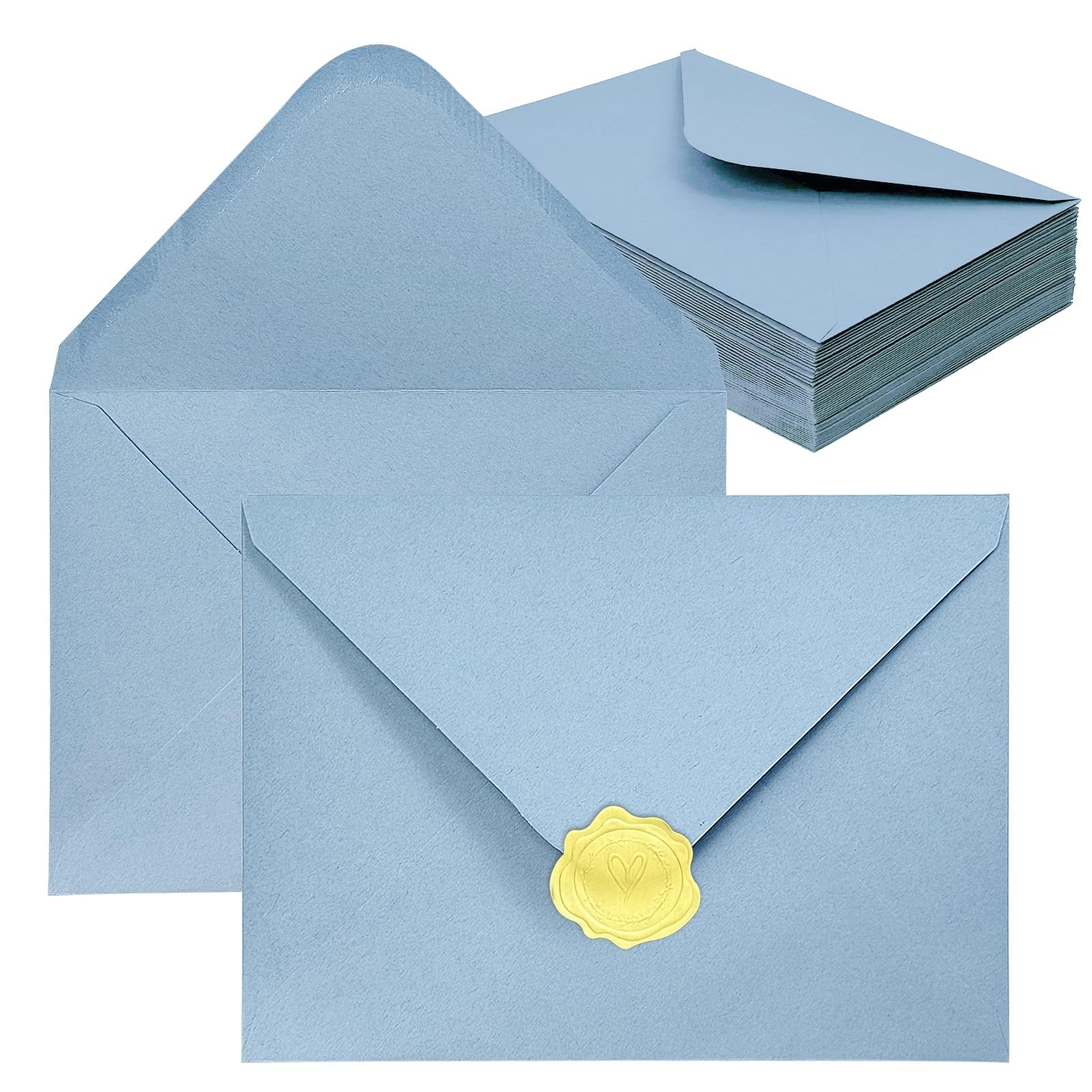 50 PCS A7 Dusty Blue Invitation Envelopes 5×7 Inch Specialty Paper Wedding