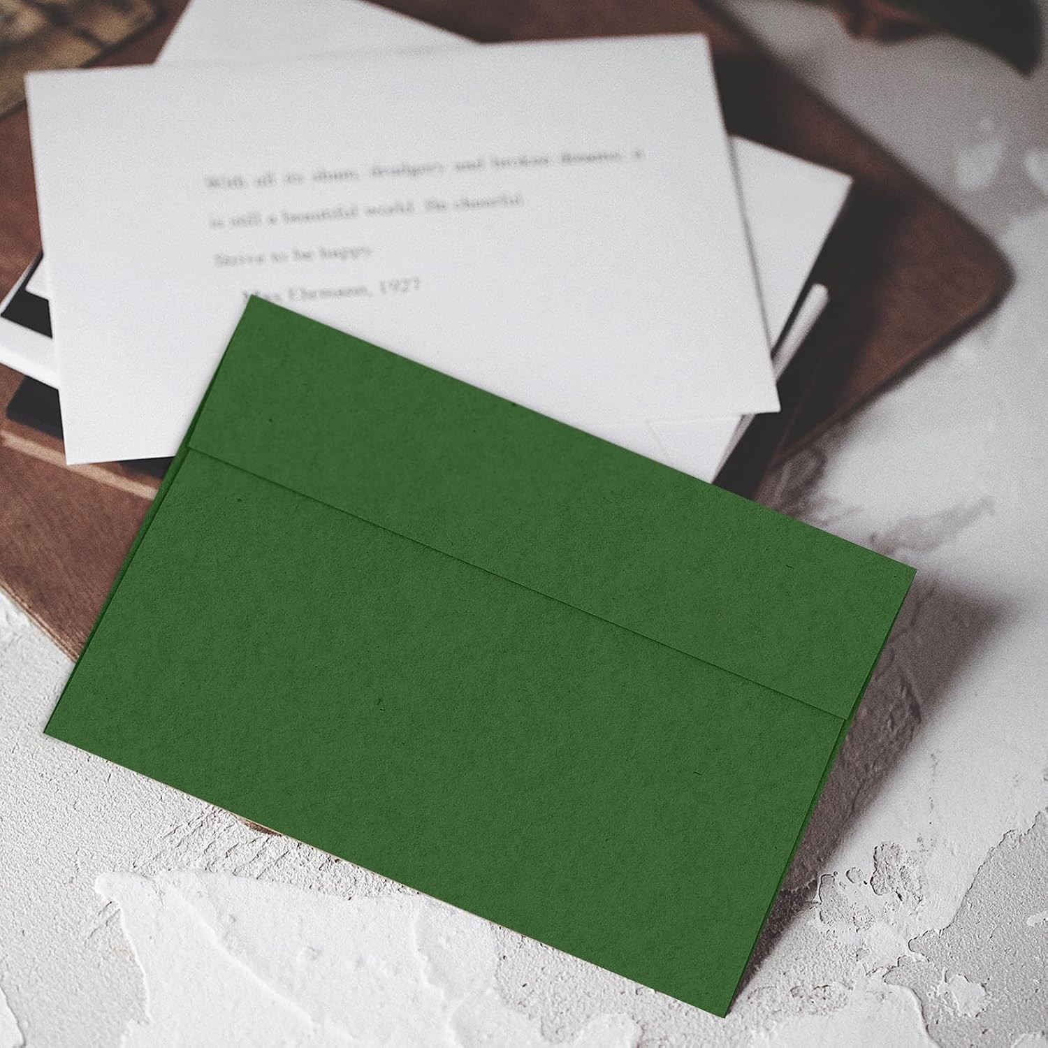 Dark Green Envelopes A2 100 Pack Self Seal, 120 GSM Printable Invitation Envelo