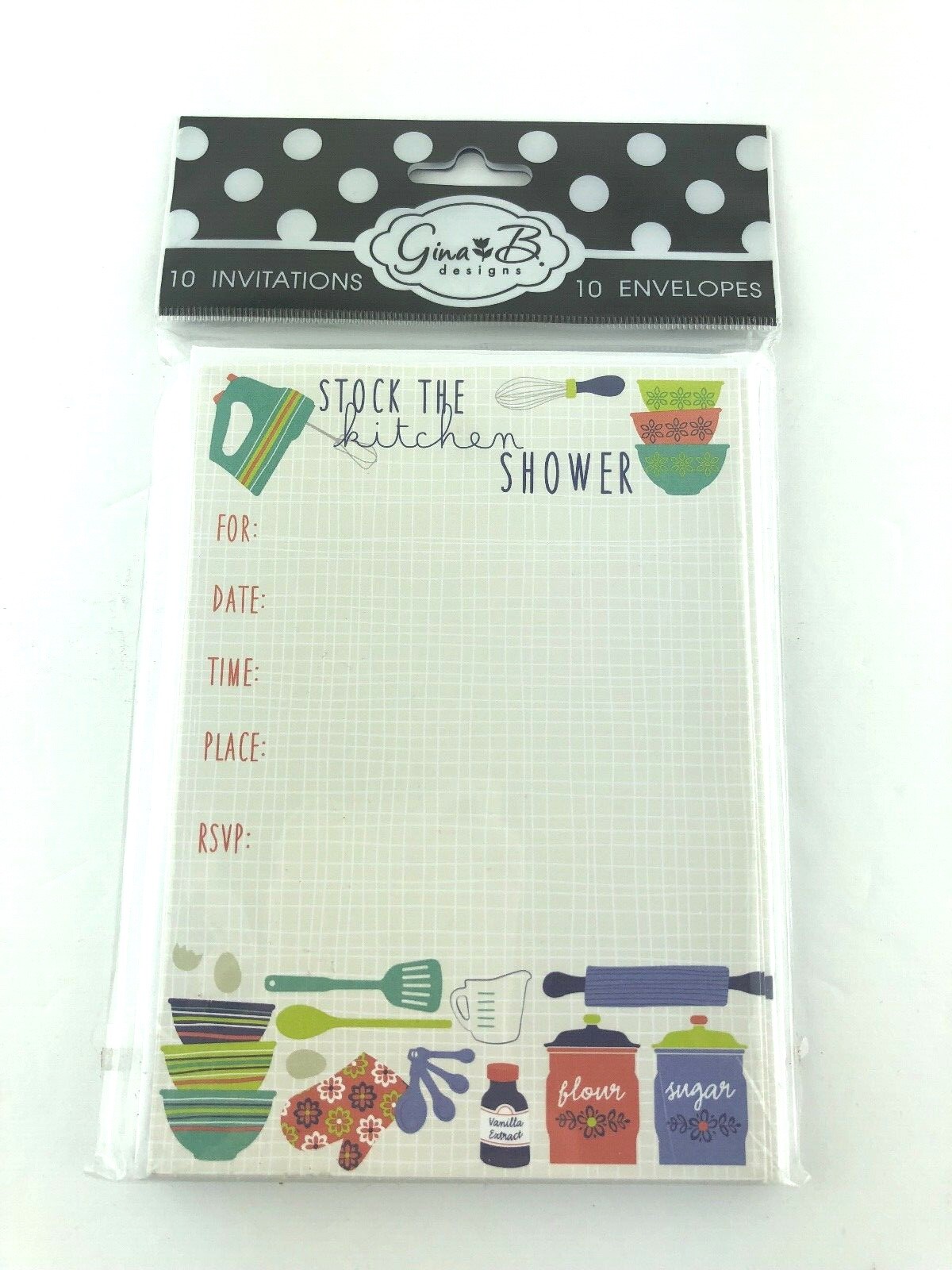 Gina B Designs Bridal Shower Stock the Kitchen Party Invitations 10 Cards Total