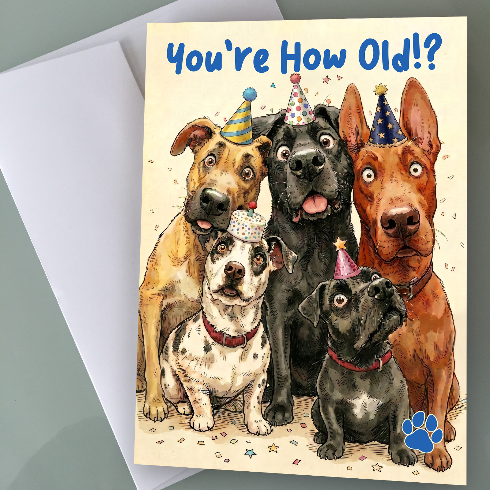 Dogs Birthday Card – Funny Doggie Party Funny Birthday Card Gift For Dog Lovers